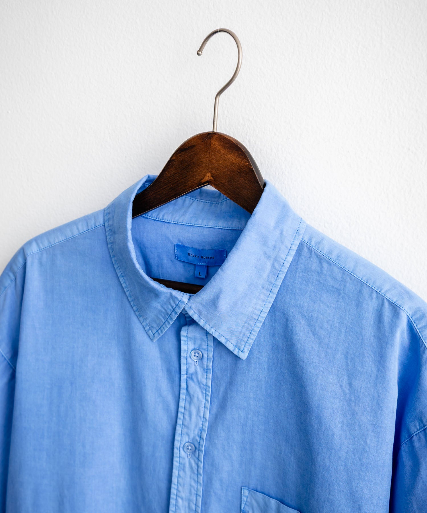 ロッキーモンロー Rocky Monroe カジュアルシャツ 半袖 ピグメント メンズ レディース ブロード 無地 オーバーサイズ ヴィンテージ USED感 製品染め フェード ストリート 14391 (グレー) グレー