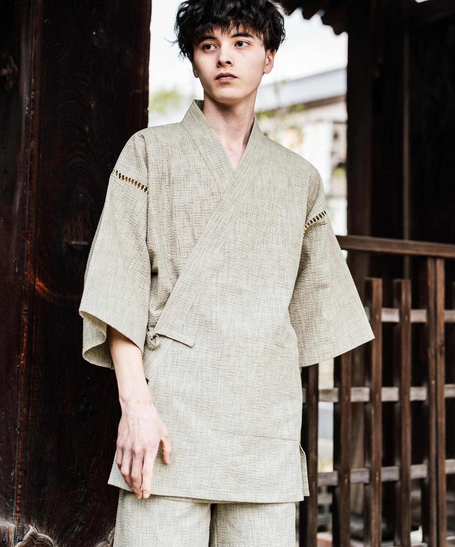 ロッキーモンロー Rocky Monroe 甚平 セットアップ メンズ レディース 和服 上下セット しじら織り シアサッカー 無地 ストライプ 清涼 ルームウェア 部屋着 花火大会 夏祭り 14156 (ホワイト) ホワイト