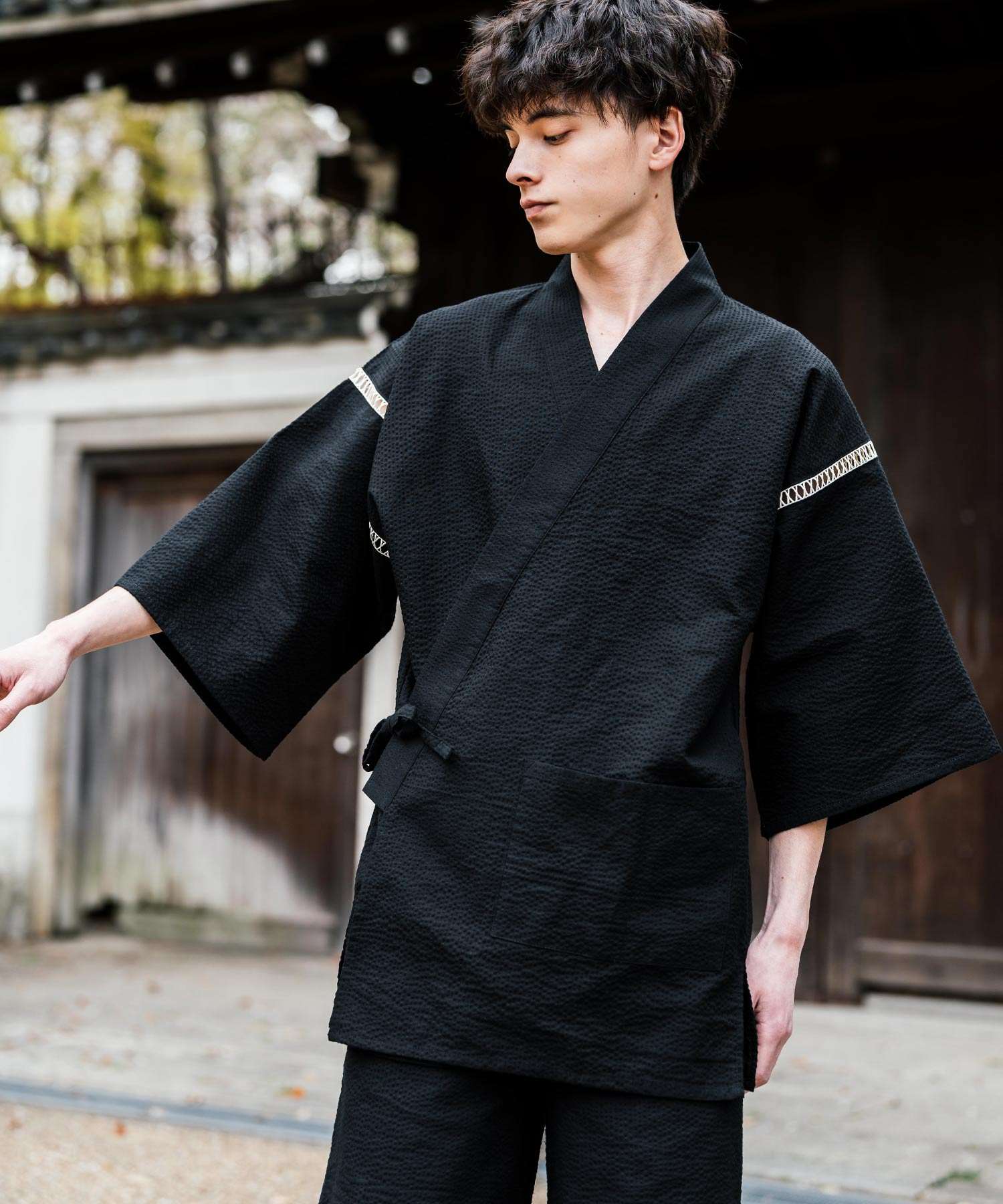 ロッキーモンロー Rocky Monroe 甚平 セットアップ メンズ レディース 和服 上下セット しじら織り シアサッカー 無地 ストライプ 清涼 ルームウェア 部屋着 花火大会 夏祭り 14156 (ホワイト) ホワイト