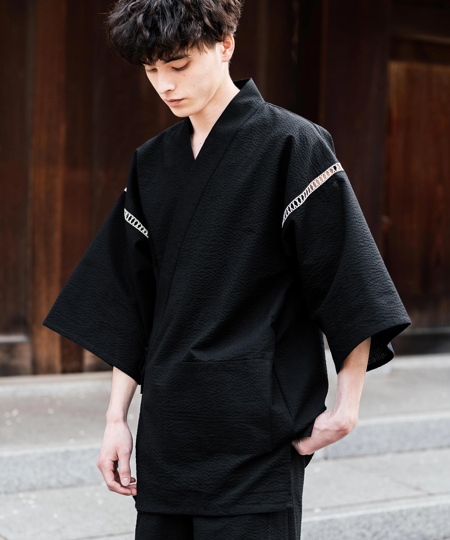 ロッキーモンロー Rocky Monroe 甚平 セットアップ メンズ レディース 和服 上下セット しじら織り シアサッカー 無地 ストライプ 清涼 ルームウェア 部屋着 花火大会 夏祭り 14156 (ホワイト) ホワイト