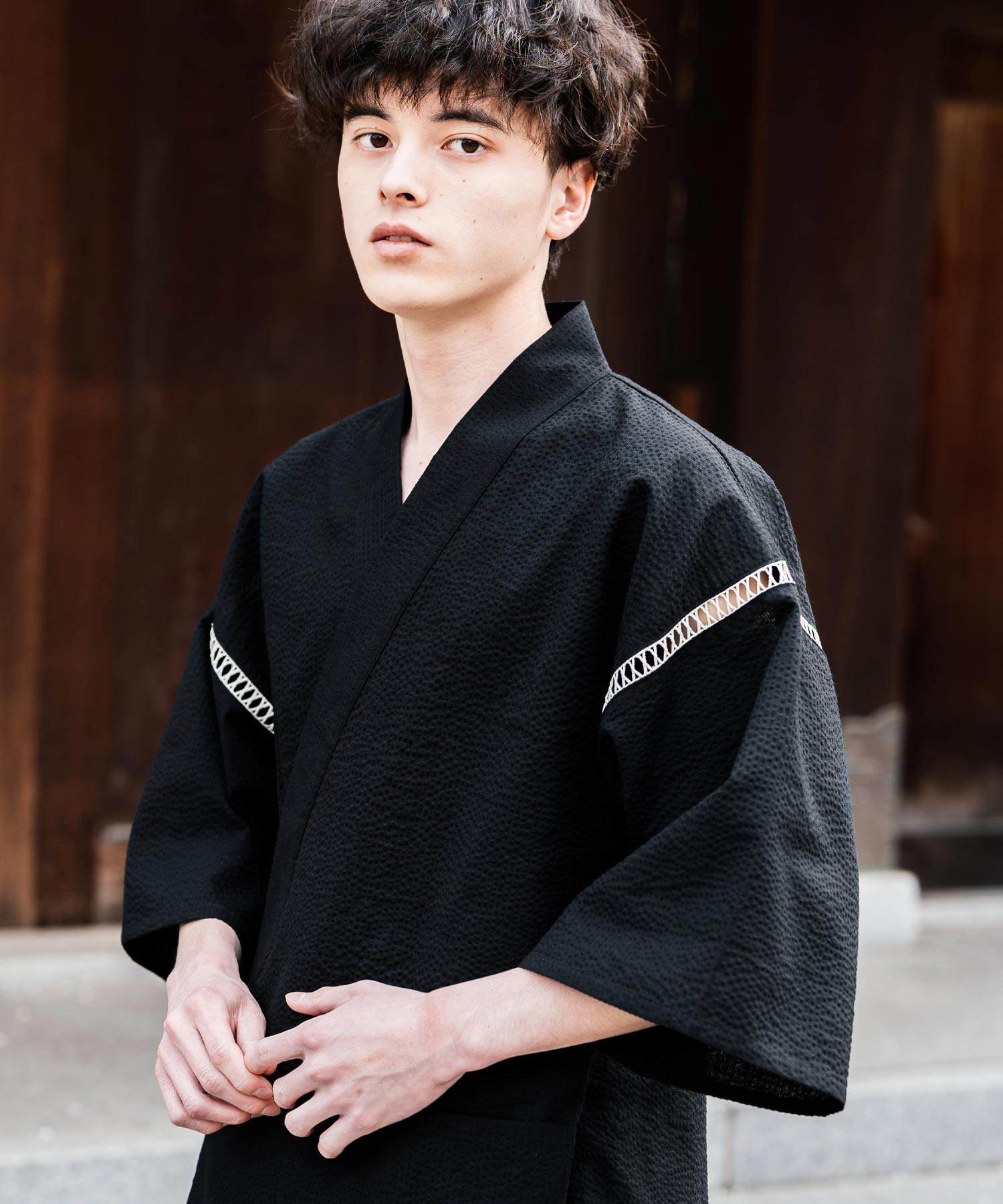 ロッキーモンロー Rocky Monroe 甚平 セットアップ メンズ レディース 和服 上下セット しじら織り シアサッカー 無地 ストライプ 清涼 ルームウェア 部屋着 花火大会 夏祭り 14156 (ホワイト) ホワイト