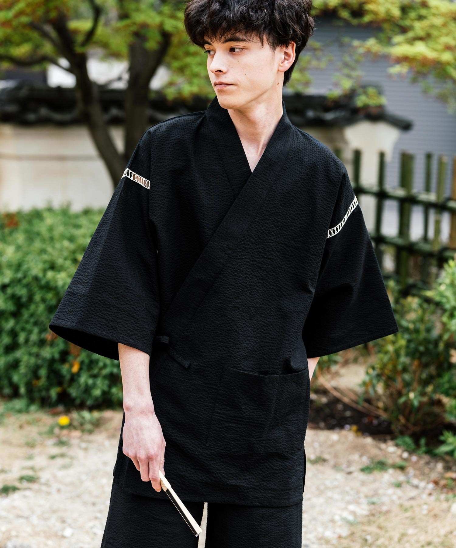 ロッキーモンロー Rocky Monroe 甚平 セットアップ メンズ レディース 和服 上下セット しじら織り シアサッカー 無地 ストライプ 清涼 ルームウェア 部屋着 花火大会 夏祭り 14156 (ホワイト) ホワイト