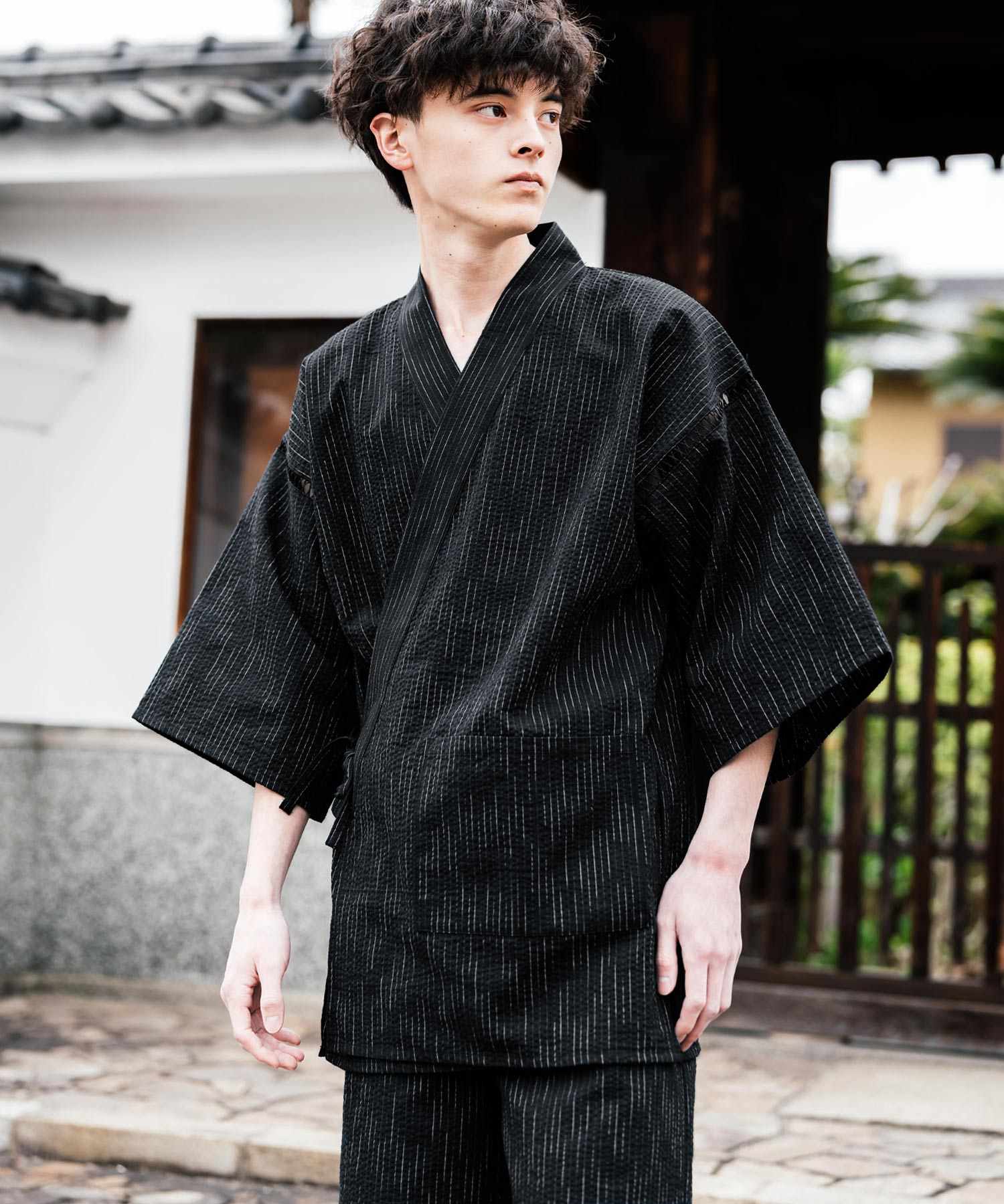 ロッキーモンロー Rocky Monroe 甚平 セットアップ メンズ レディース 和服 上下セット しじら織り シアサッカー 無地 ストライプ 清涼 ルームウェア 部屋着 花火大会 夏祭り 14156 (ホワイト) ホワイト