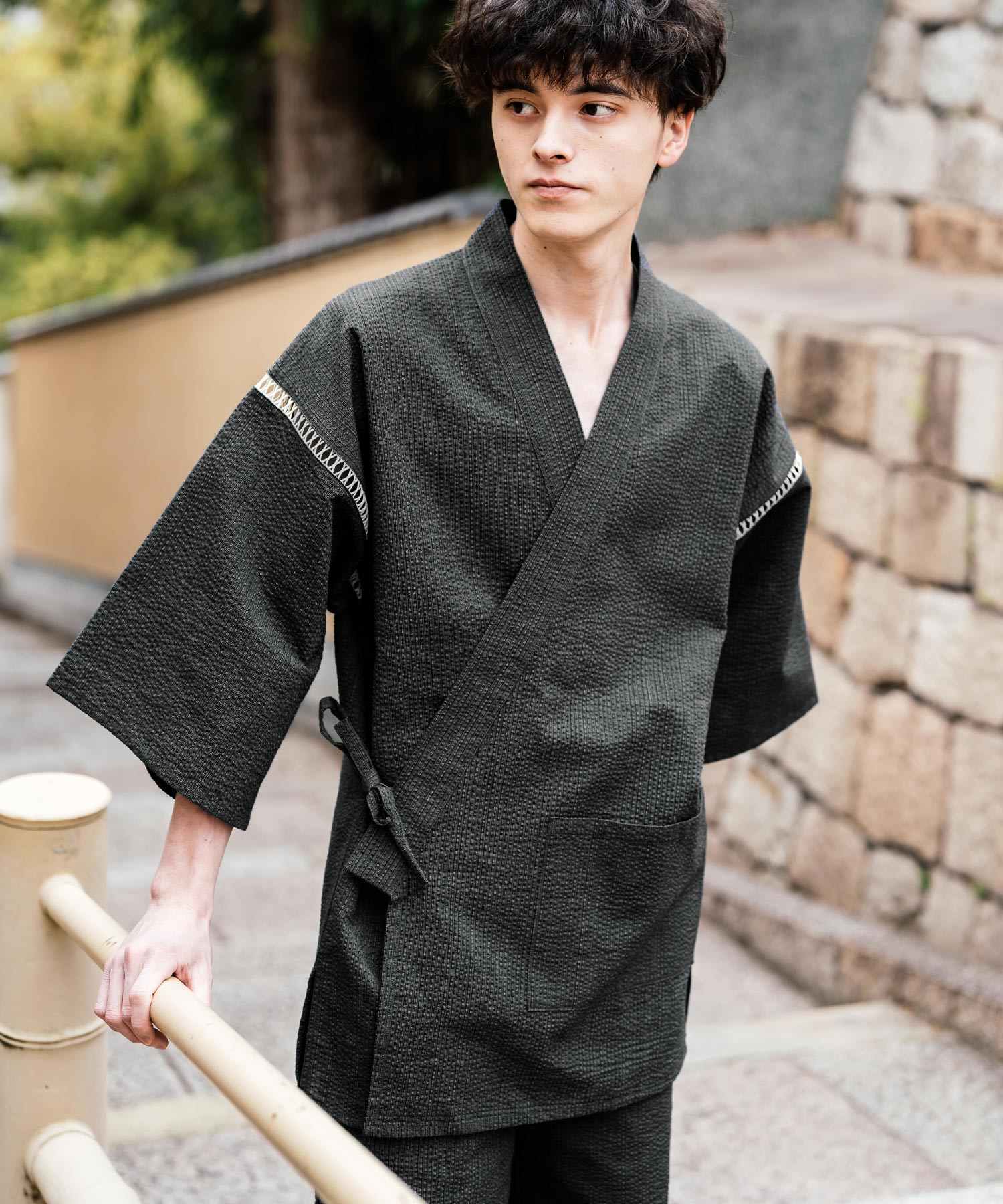 ロッキーモンロー Rocky Monroe 甚平 セットアップ メンズ レディース 和服 上下セット しじら織り シアサッカー 無地 ストライプ 清涼 ルームウェア 部屋着 花火大会 夏祭り 14156 (ホワイト) ホワイト