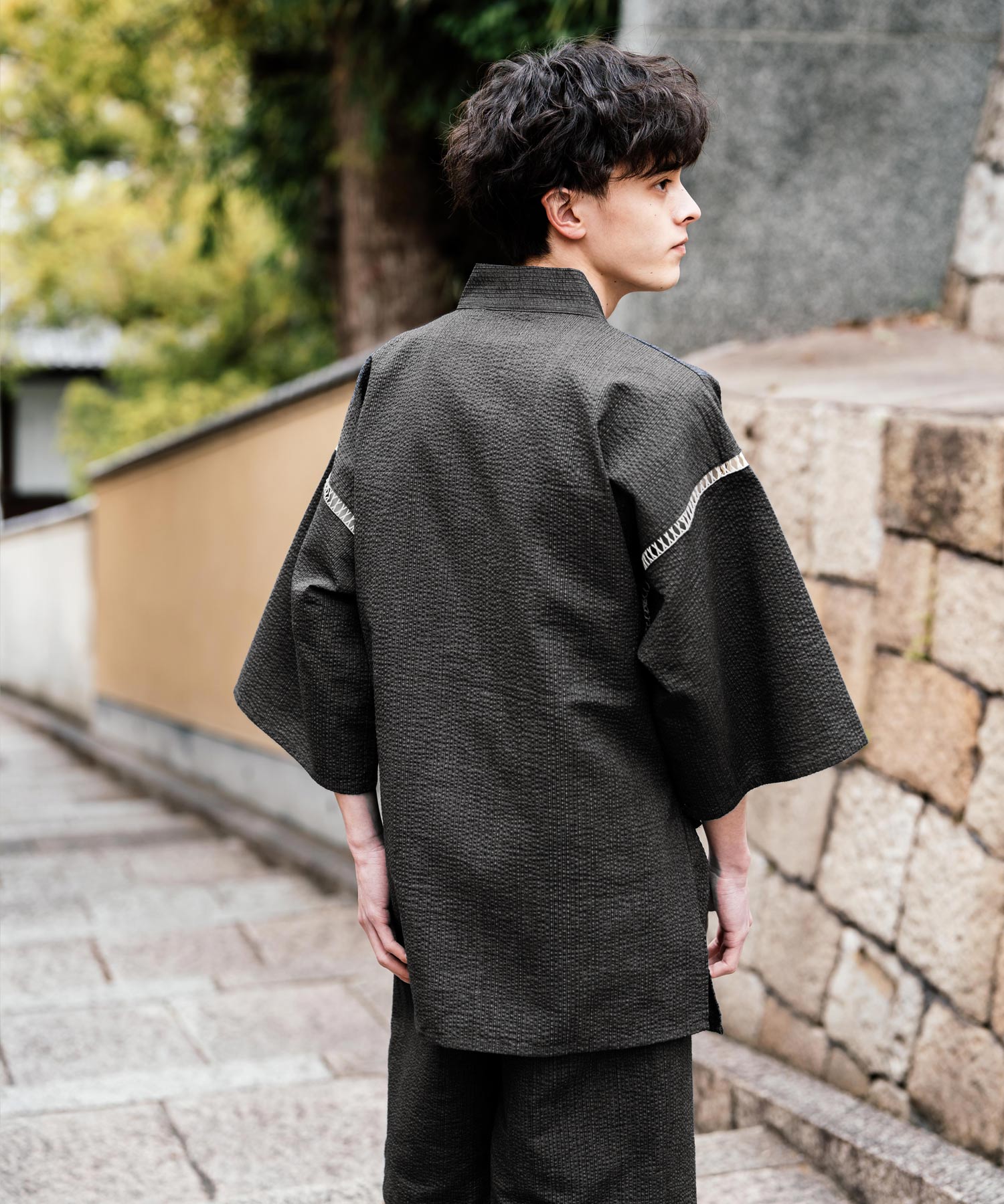 ロッキーモンロー Rocky Monroe 甚平 セットアップ メンズ レディース 和服 上下セット しじら織り シアサッカー 無地 ストライプ 清涼 ルームウェア 部屋着 花火大会 夏祭り 14156 (ホワイト) ホワイト