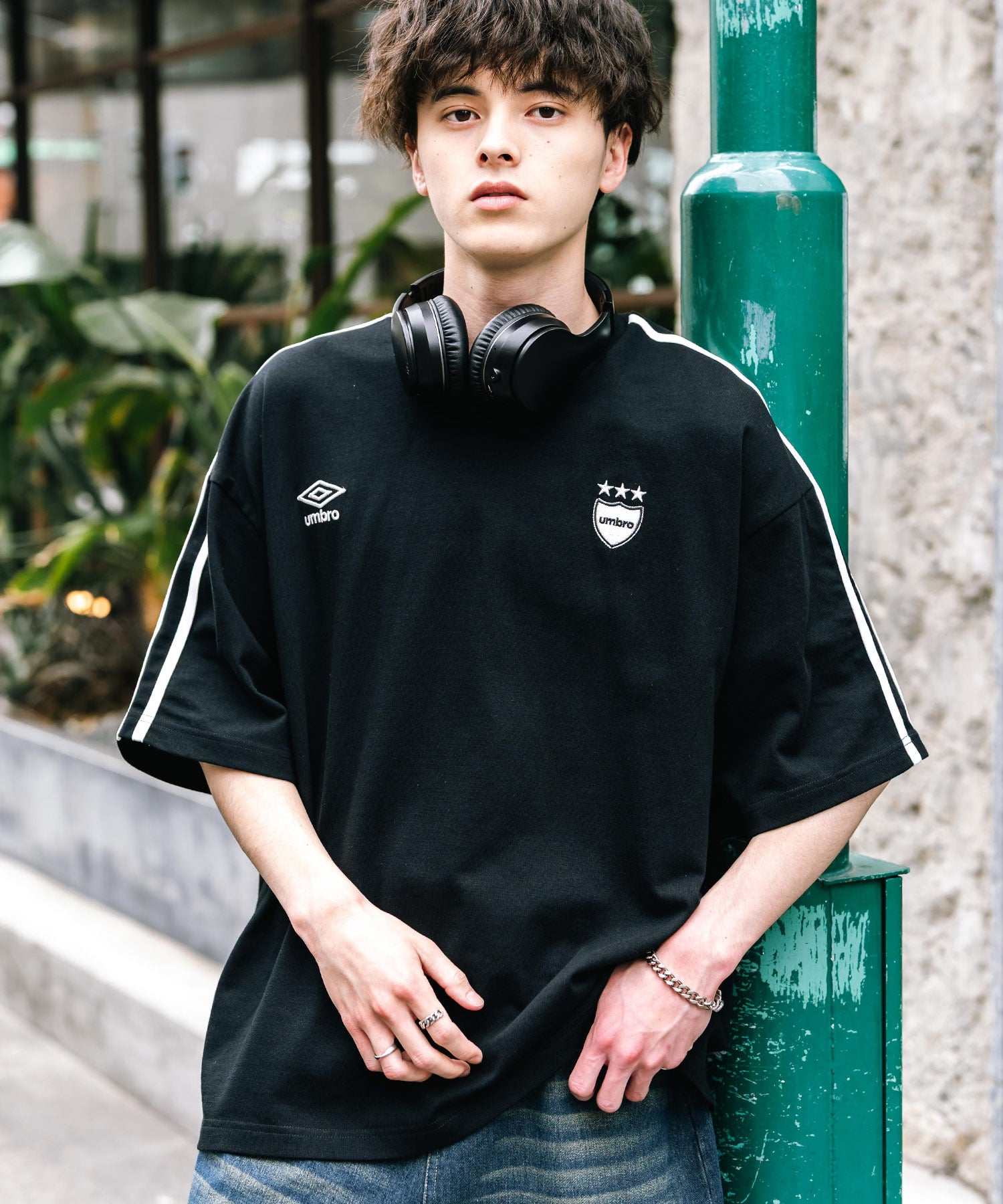 ロッキーモンロー Rocky Monroe UMBRO アンブロ Tシャツ 半袖 メンズ レディース カットソー フットボールT サイドライン オーバーサイズ ロゴ刺繍 別注コラボ 14470 (ホワイト) ホワイト