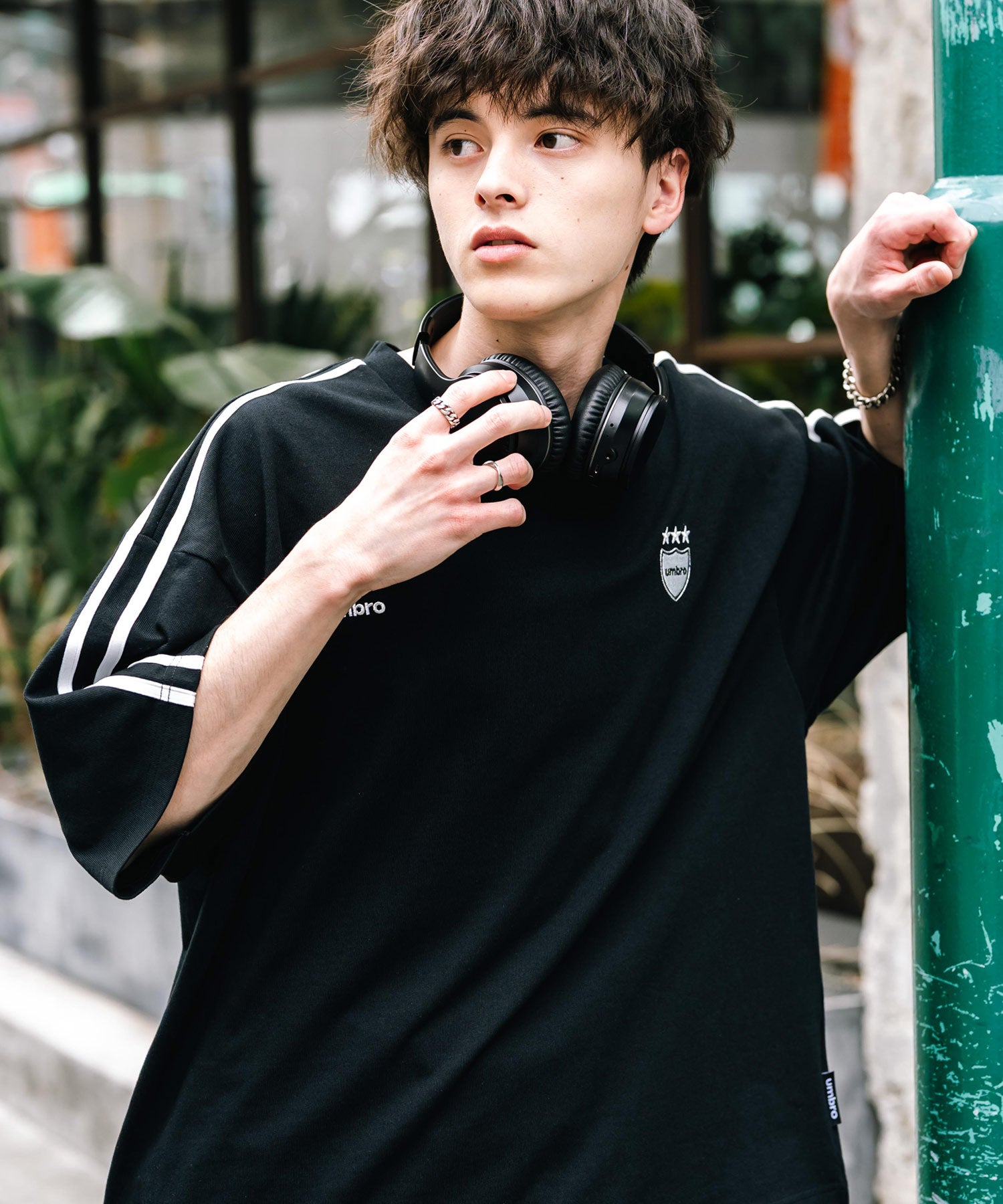 ロッキーモンロー Rocky Monroe UMBRO アンブロ Tシャツ 半袖 メンズ レディース カットソー フットボールT サイドライン オーバーサイズ ロゴ刺繍 別注コラボ 14470 (ホワイト) ホワイト