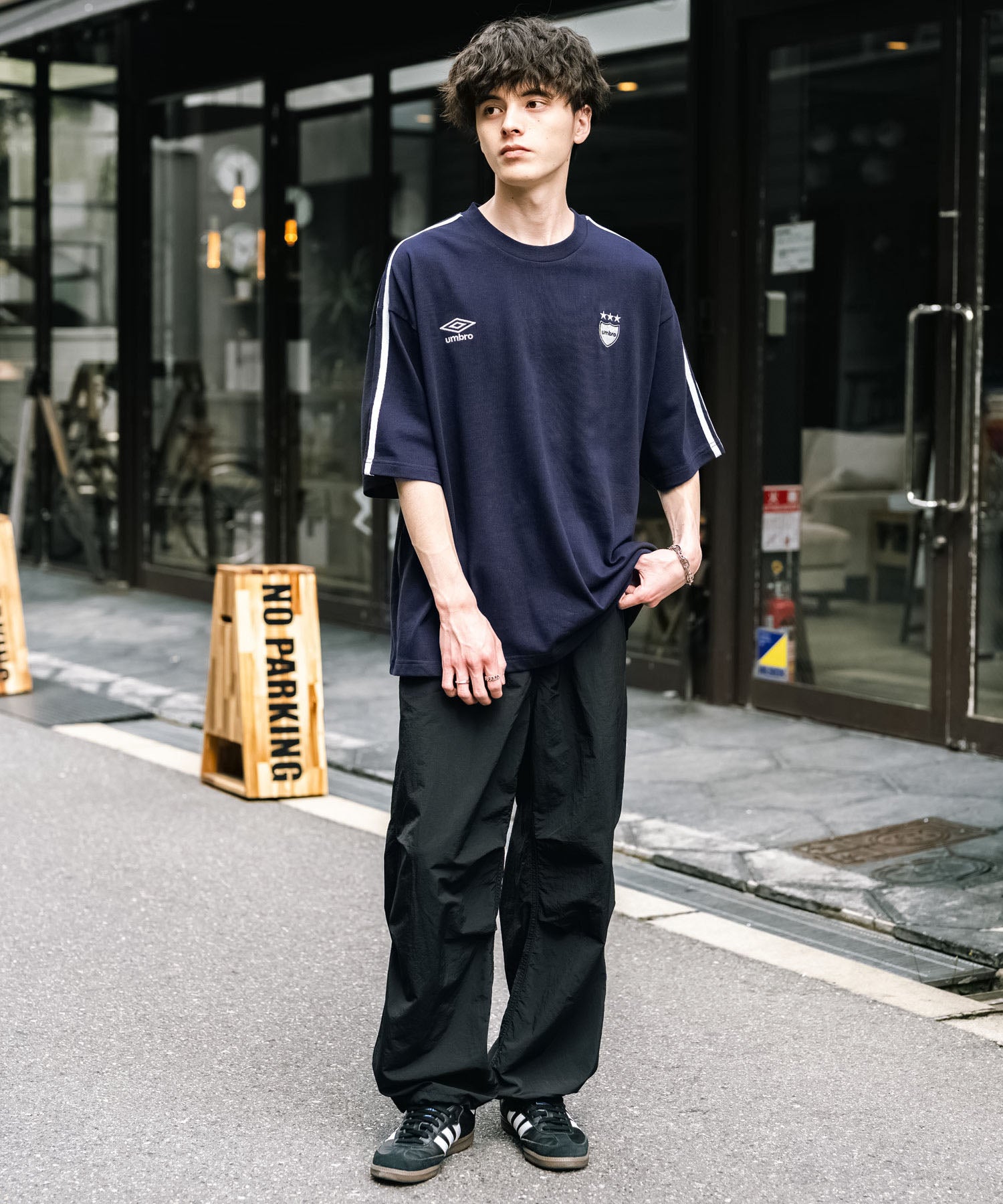 ロッキーモンロー Rocky Monroe UMBRO アンブロ Tシャツ 半袖 メンズ レディース カットソー フットボールT サイドライン オーバーサイズ ロゴ刺繍 別注コラボ 14470 (ホワイト) ホワイト