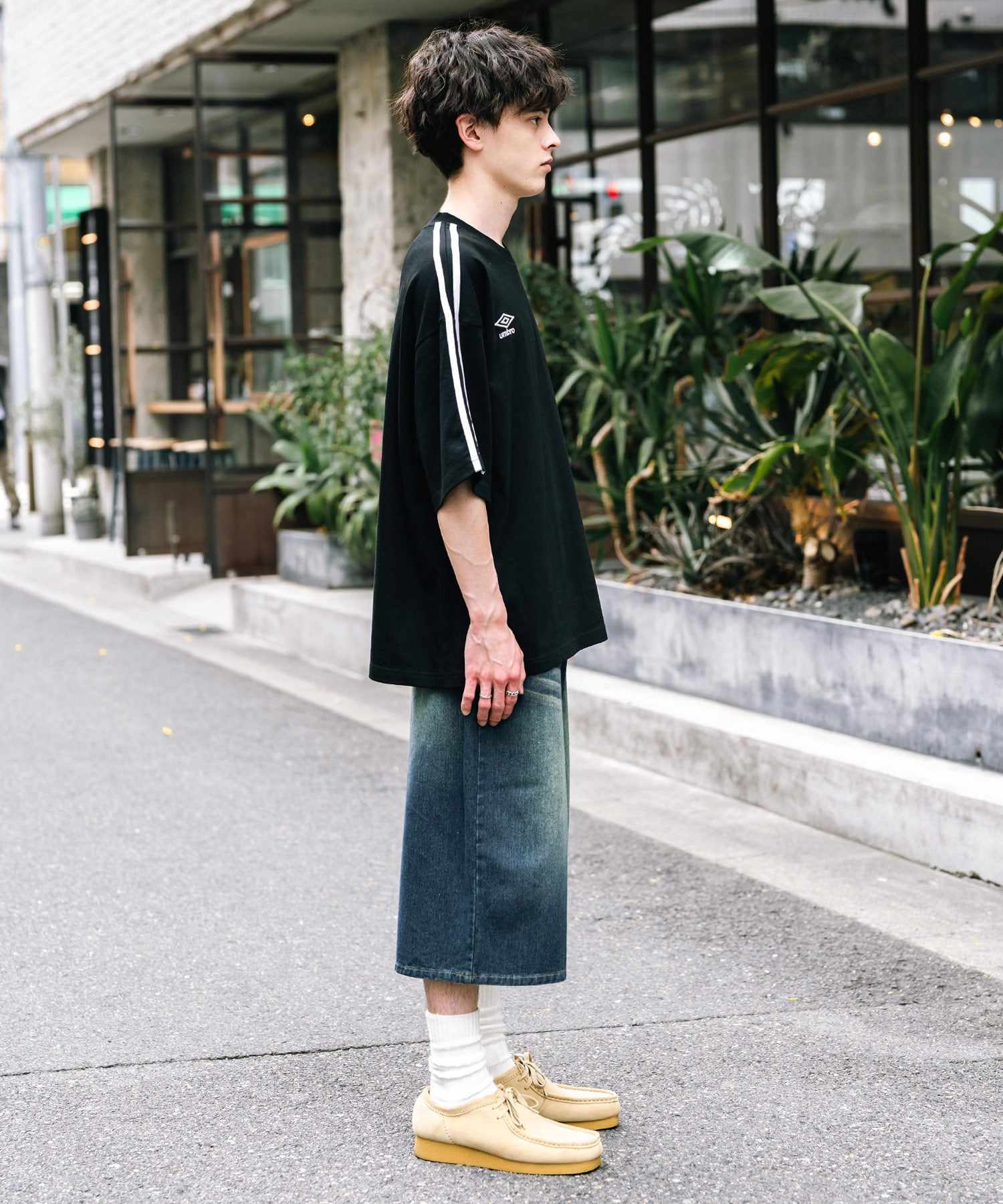 ロッキーモンロー Rocky Monroe UMBRO アンブロ Tシャツ 半袖 メンズ レディース カットソー フットボールT サイドライン オーバーサイズ ロゴ刺繍 別注コラボ 14470 (ホワイト) ホワイト