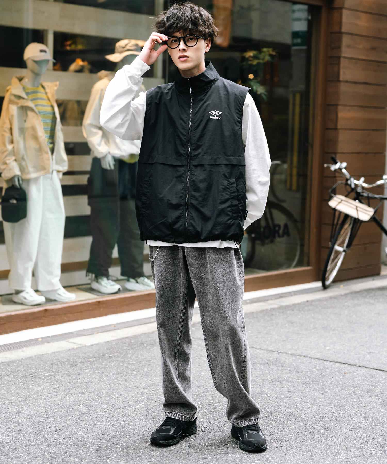 ロッキーモンロー Rocky Monroe ワイドパンツ デニム メンズ テーパード リラックス ルーズ ユーズド ヒゲ加工 ワンウォッシュ ケミカル オーバーダイ ヴィンテージ ブラスト 14464 (ブルーオーバーダイ) ブルーオーバーダイ