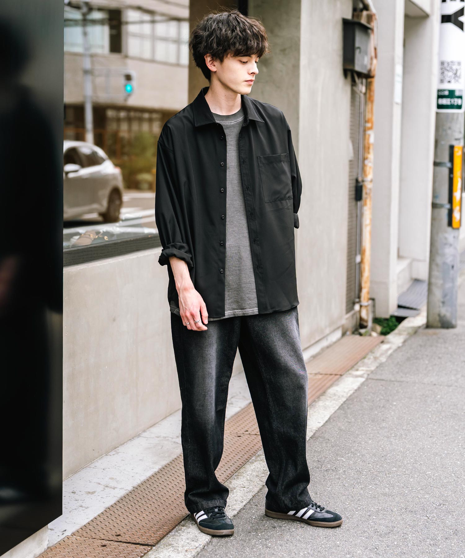 ロッキーモンロー Rocky Monroe ワイドパンツ デニム メンズ テーパード リラックス ルーズ ユーズド ヒゲ加工 ワンウォッシュ ケミカル オーバーダイ ヴィンテージ ブラスト 14464 (ブルーオーバーダイ) ブルーオーバーダイ