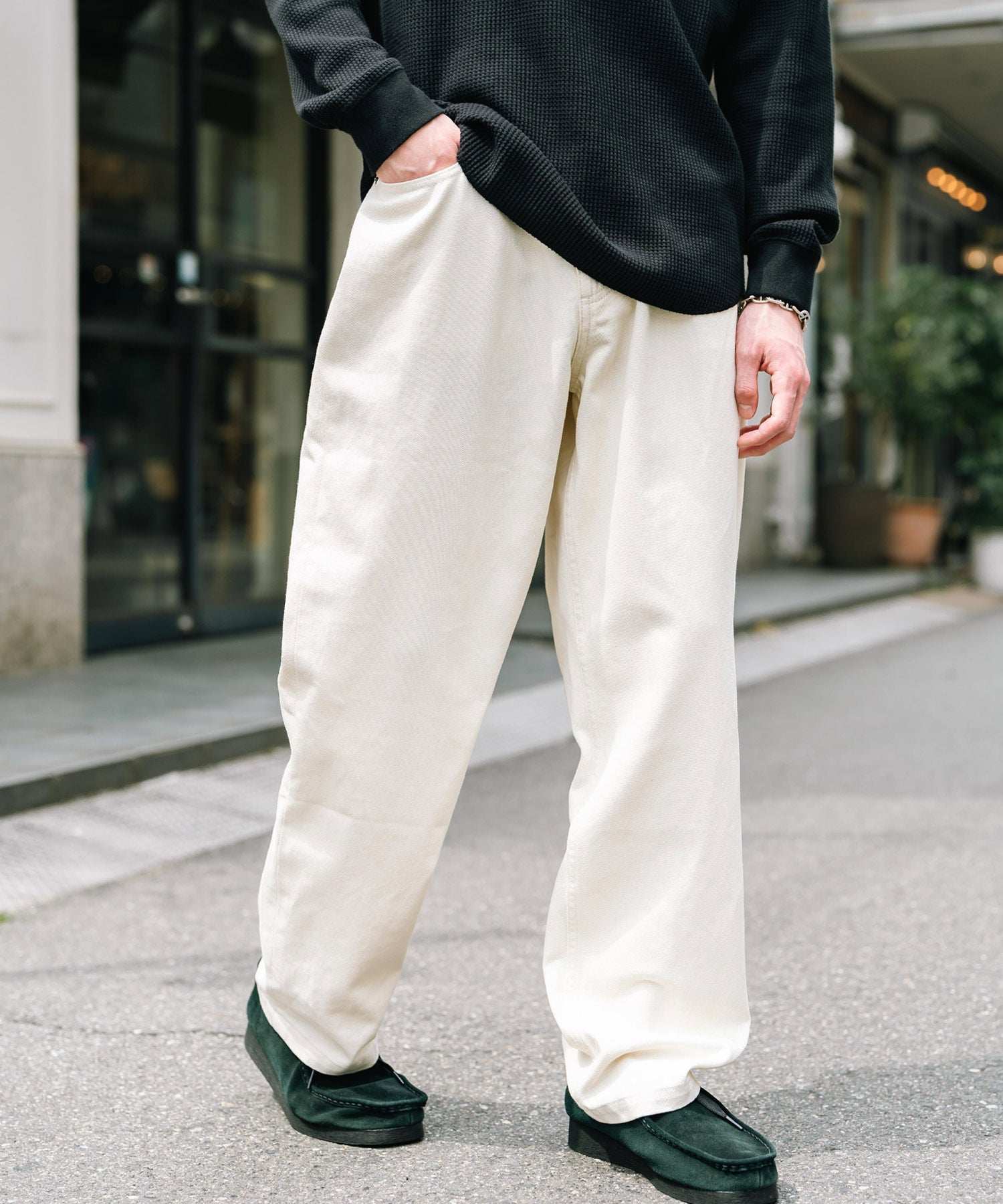 ロッキーモンロー Rocky Monroe ワイドパンツ デニム メンズ テーパード リラックス ルーズ ユーズド ヒゲ加工 ワンウォッシュ ケミカル オーバーダイ ヴィンテージ ブラスト 14464 (ブルーオーバーダイ) ブルーオーバーダイ