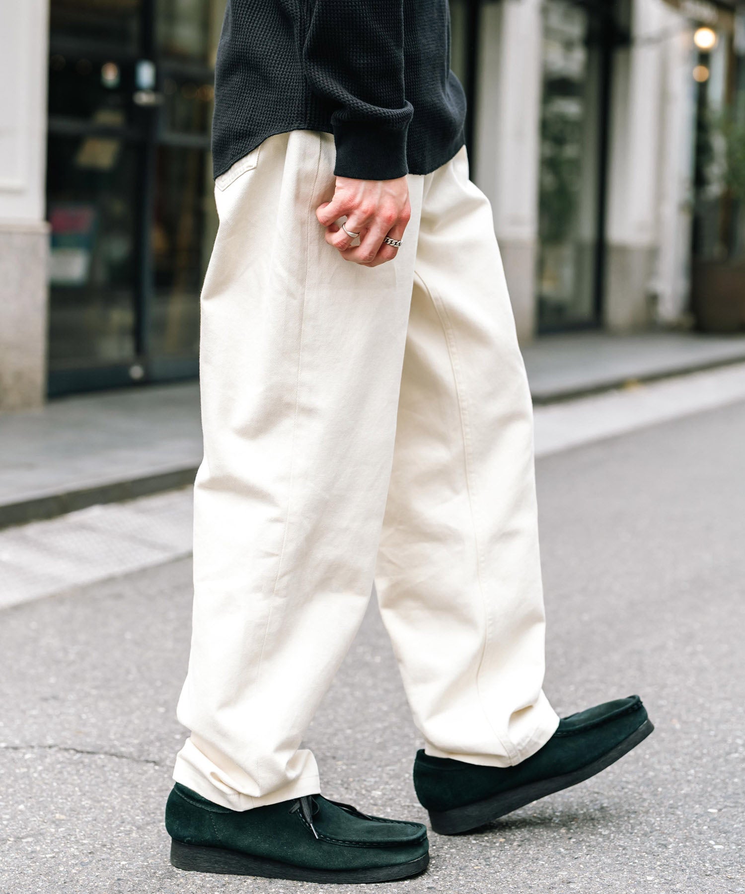 ロッキーモンロー Rocky Monroe ワイドパンツ デニム メンズ テーパード リラックス ルーズ ユーズド ヒゲ加工 ワンウォッシュ ケミカル オーバーダイ ヴィンテージ ブラスト 14464 (オフ) オフ