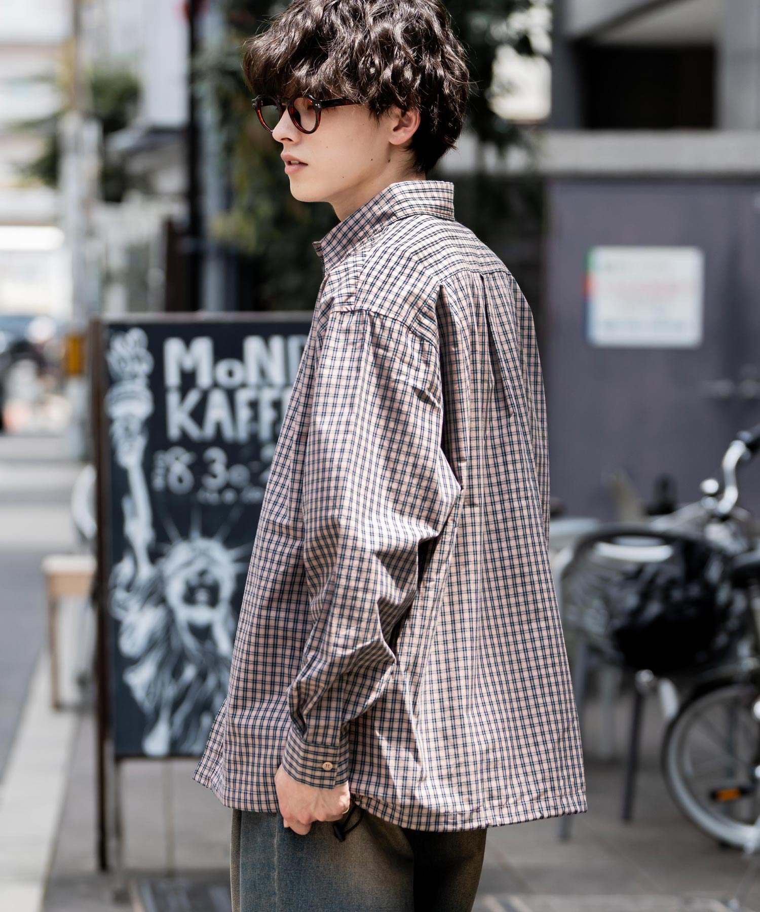 ロッキーモンロー Rocky Monroe シャツジャケット シャツ 長袖 メンズ レディース レギュラーカラー ドローコード バルーンシルエット オーバーサイズ ビッグシルエット リラックス 14761 (ネイビー(ストライプ)) ネイビー(ストライプ)