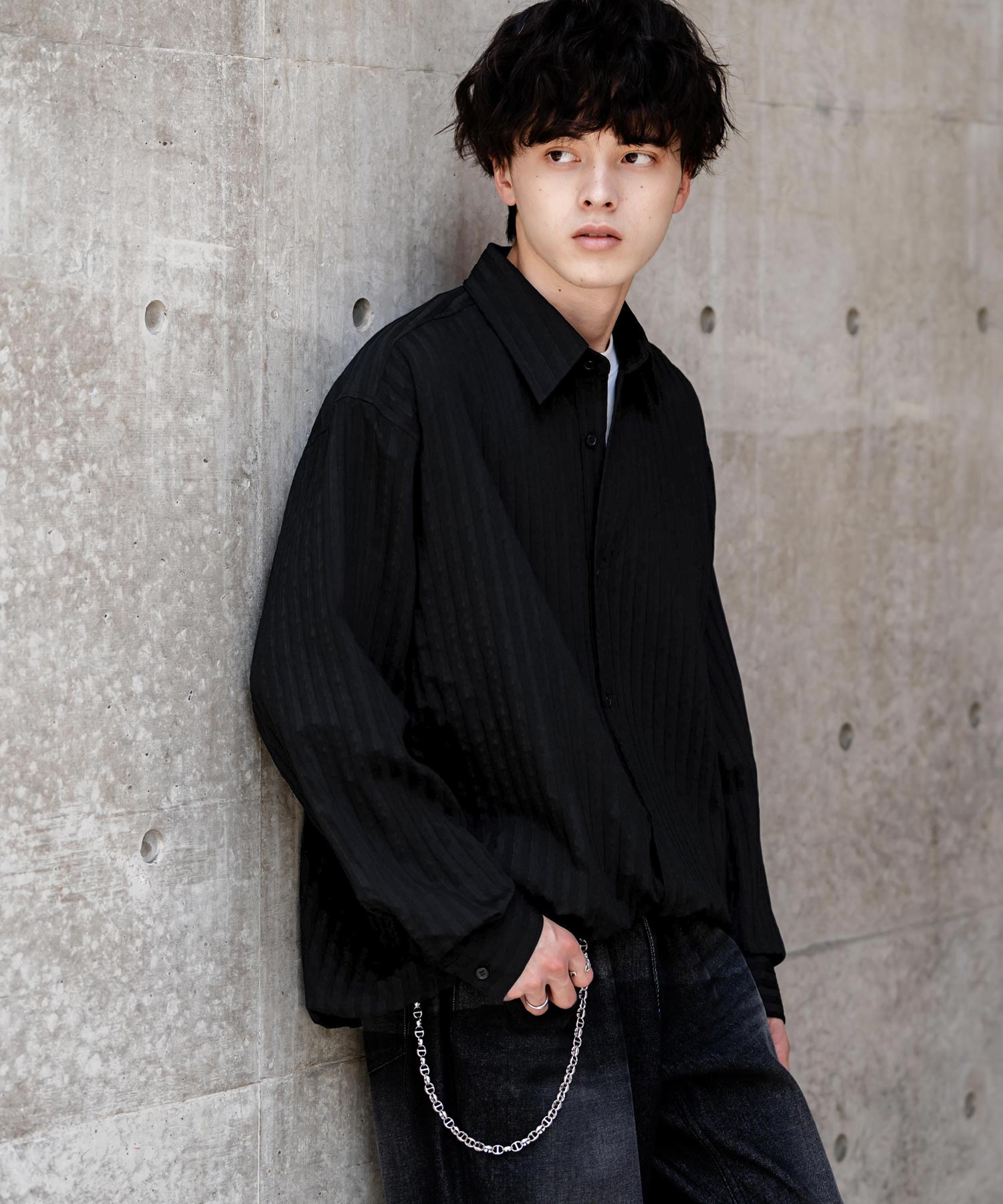 ロッキーモンロー Rocky Monroe シャツジャケット シャツ 長袖 メンズ レディース レギュラーカラー ドローコード バルーンシルエット オーバーサイズ ビッグシルエット リラックス 14761 (ネイビー(ストライプ)) ネイビー(ストライプ)