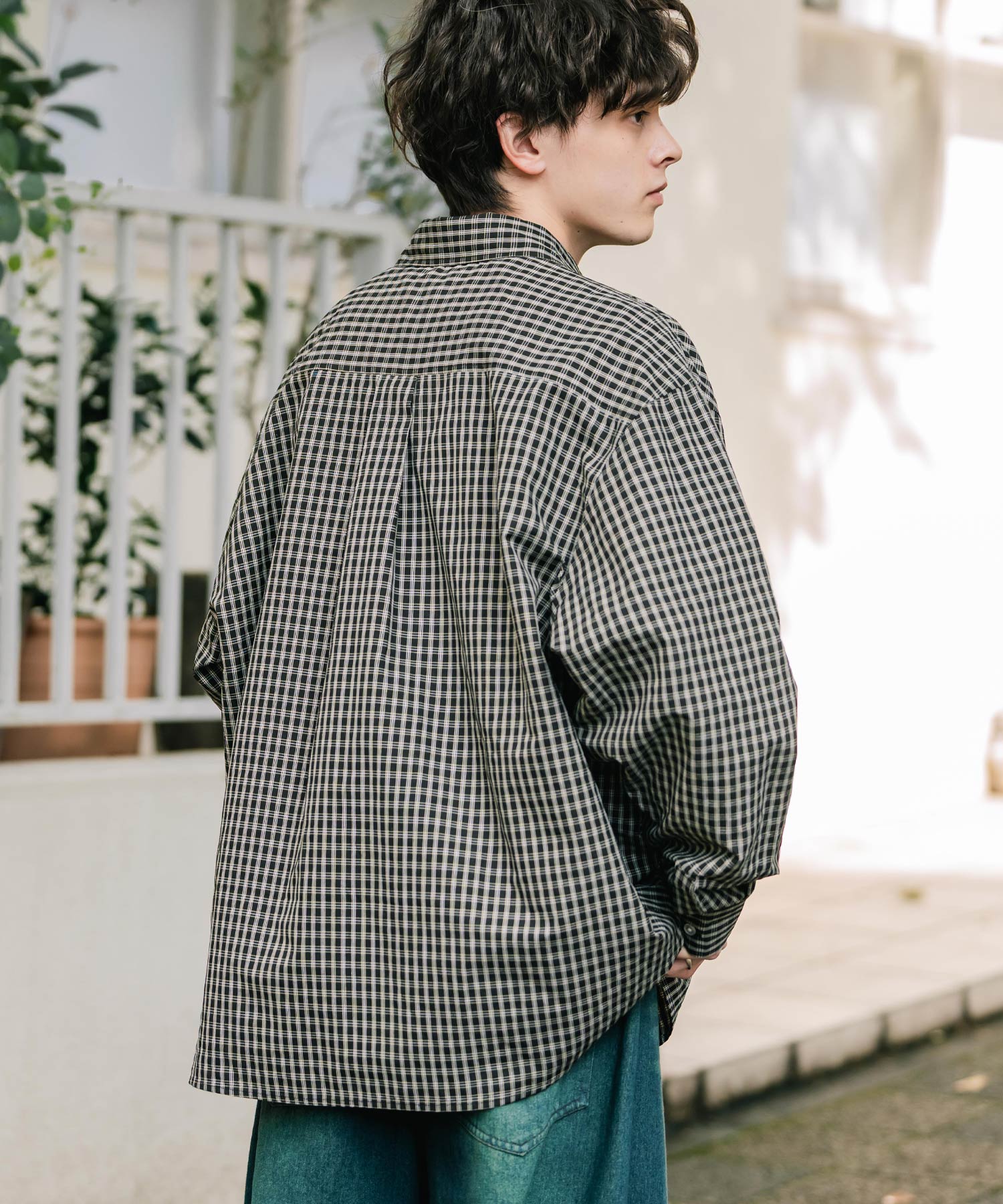 ロッキーモンロー Rocky Monroe カジュアルシャツ 長袖 メンズ チェック ストライプ 無地 TCブロード 白シャツ オーバーサイズ リラックス レギュラーカラー 胸ポケット 14718 (ブルー2(ストライプ)) ブルー2(ストライプ)