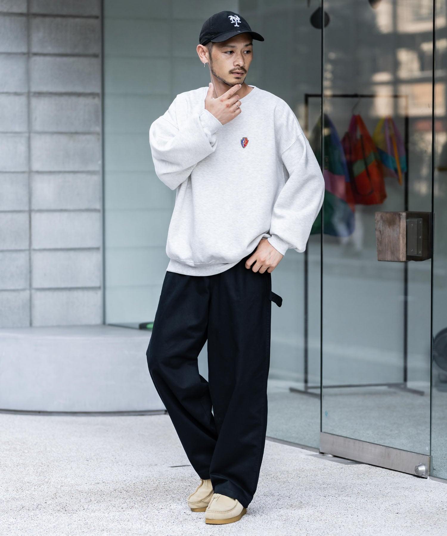 ロッキーモンロー Rocky Monroe KANGOL 別注 コラボ ペインターパンツ ワイドデニム ツイル メンズ テーパード リラックス ワンポイント ロゴ ケミカル ヴィンテージ 14631 (ワンウォッシュ) ワンウォッシュ