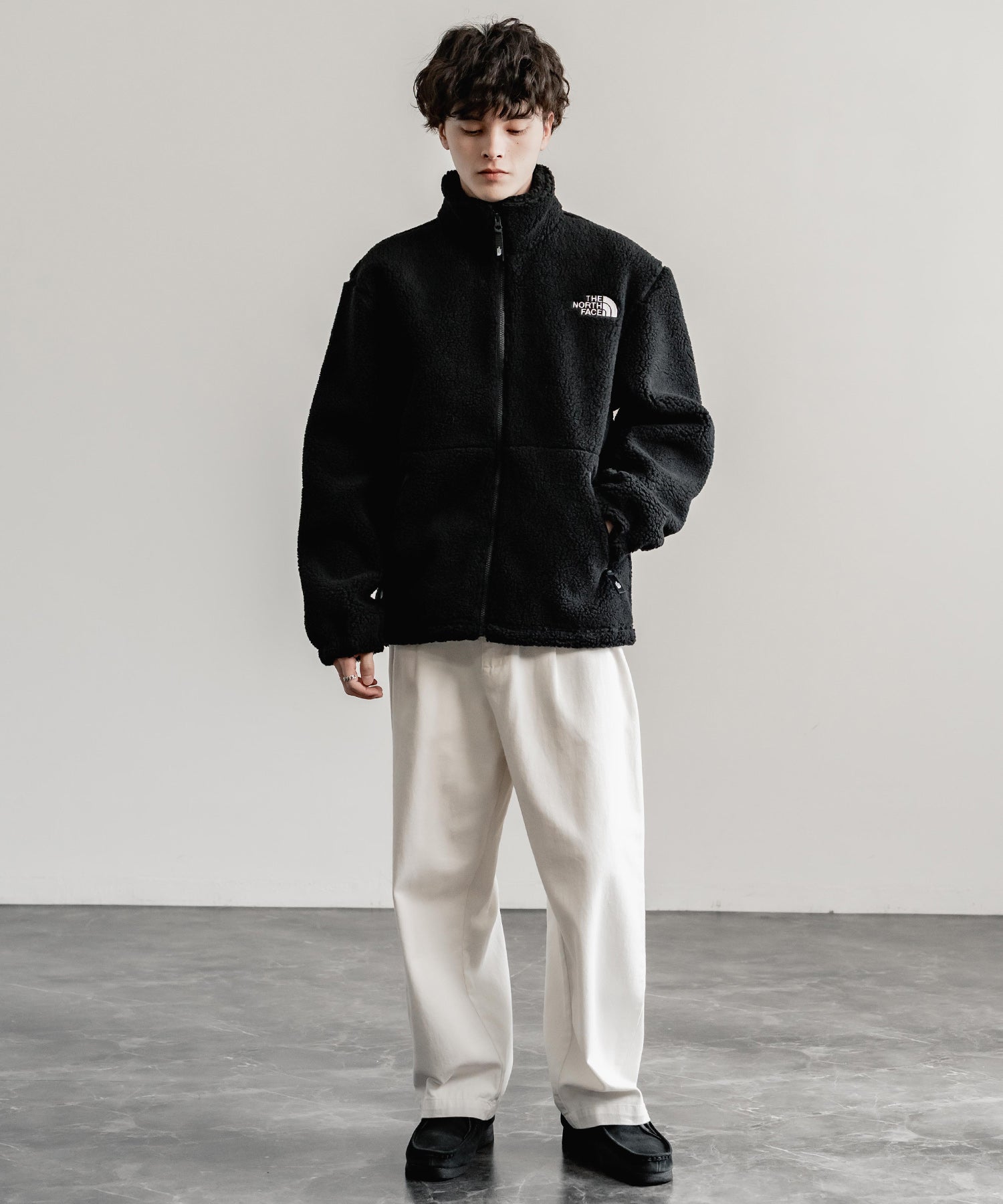 ロッキーモンロー Rocky Monroe THE NORTH FACE 韓国 WHITELABEL 日本未展開モデル SHERPAFLEECEJACKET1 ボアジャケットフリース ブルゾン 14659 (ブラック) ブラック