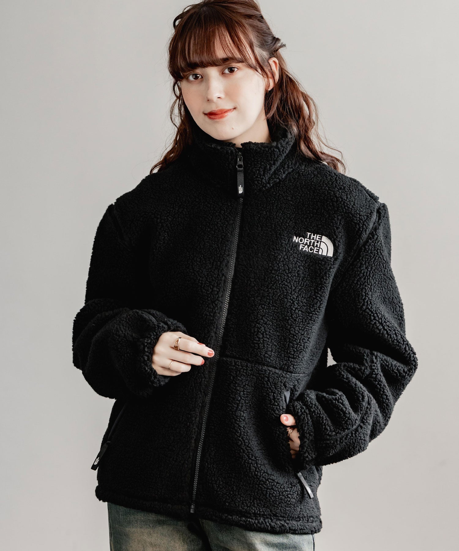 ロッキーモンロー Rocky Monroe THE NORTH FACE 韓国 WHITELABEL 日本未展開モデル SHERPAFLEECEJACKET1 ボアジャケットフリース ブルゾン 14659 (ブラック) ブラック