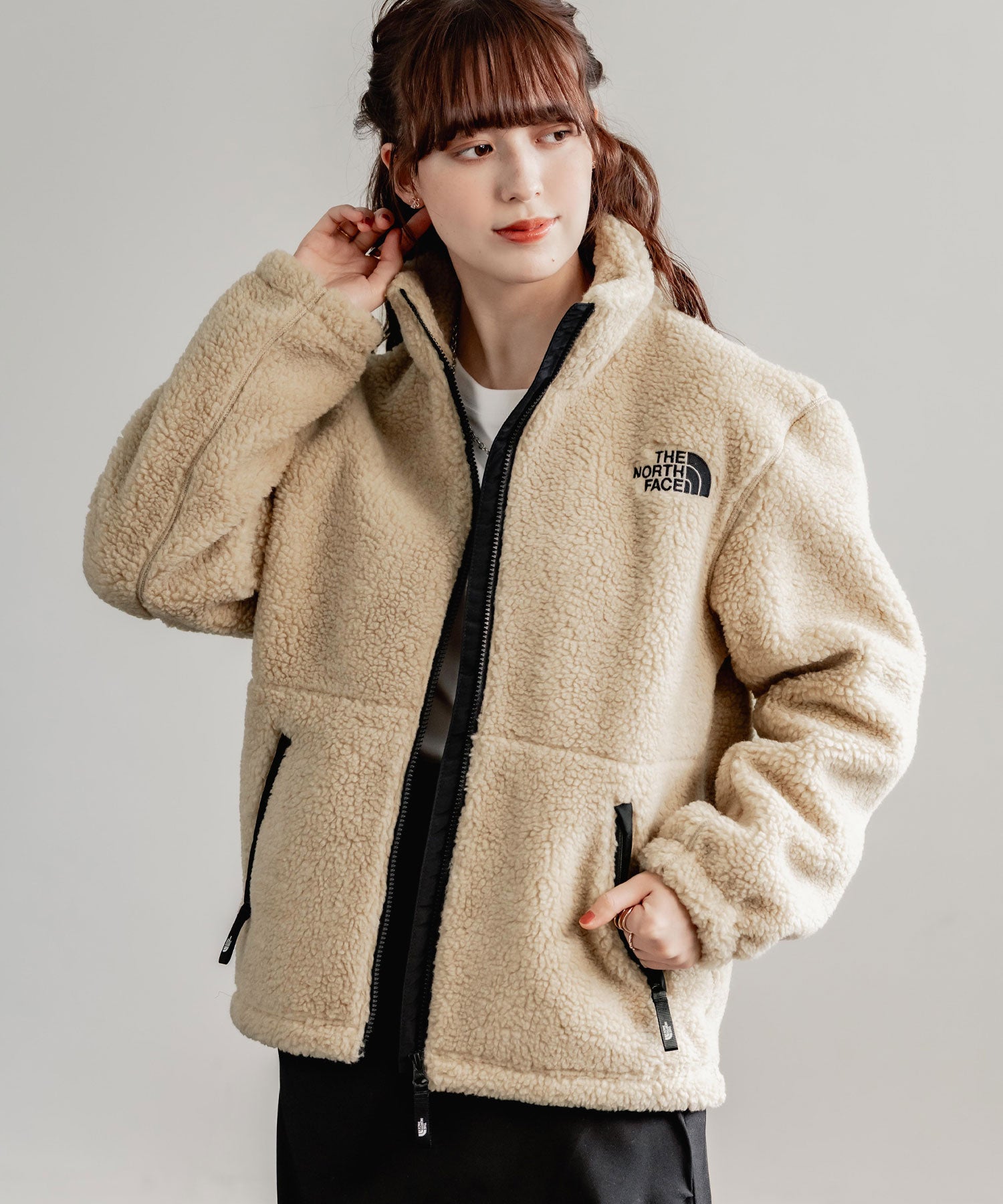 ロッキーモンロー Rocky Monroe THE NORTH FACE 韓国 WHITELABEL 日本未展開モデル SHERPAFLEECEJACKET1 ボアジャケットフリース ブルゾン 14659 (ブラック) ブラック