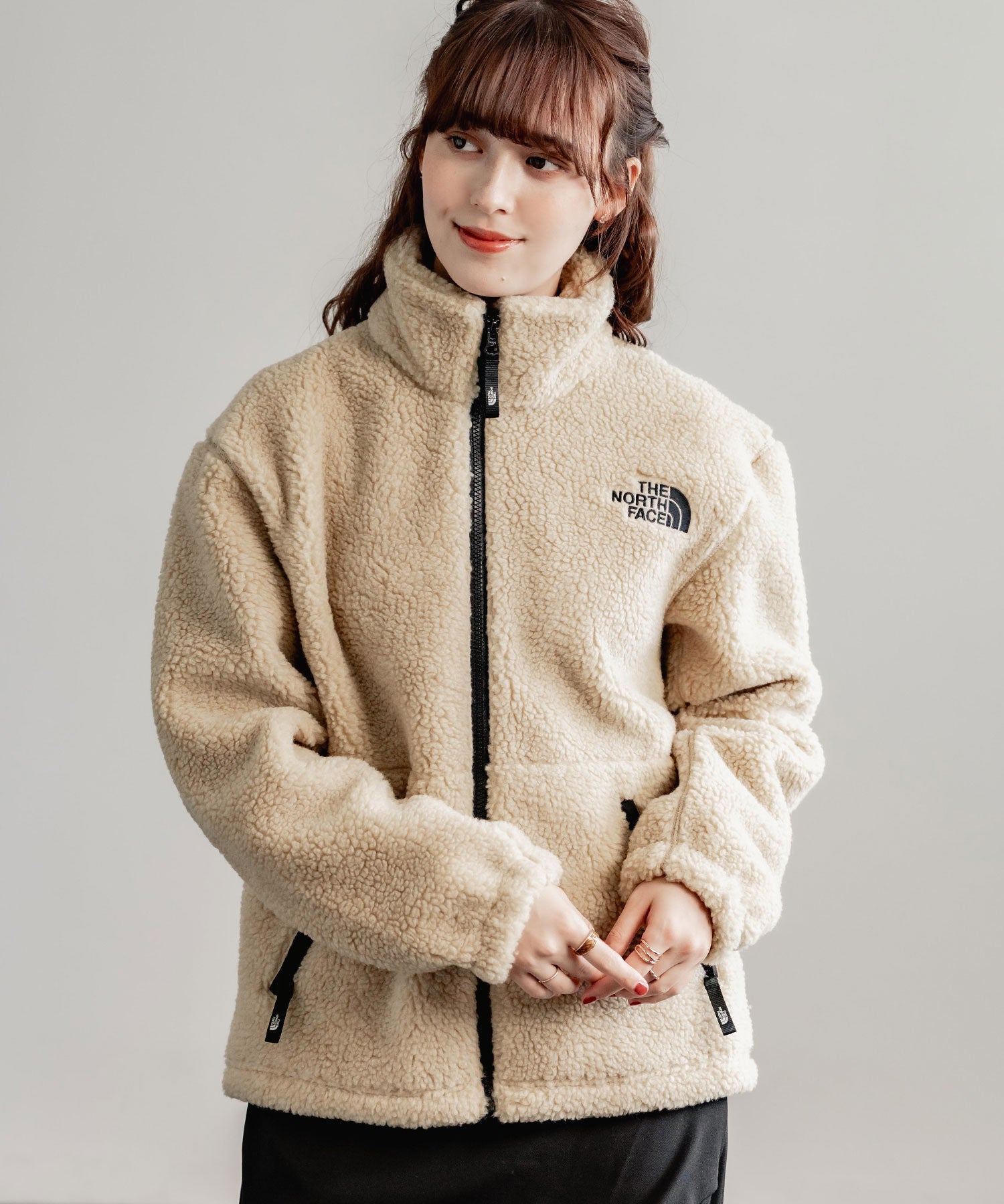 ロッキーモンロー Rocky Monroe THE NORTH FACE 韓国 WHITELABEL 日本未展開モデル SHERPAFLEECEJACKET1 ボアジャケットフリース ブルゾン 14659 (ブラック) ブラック