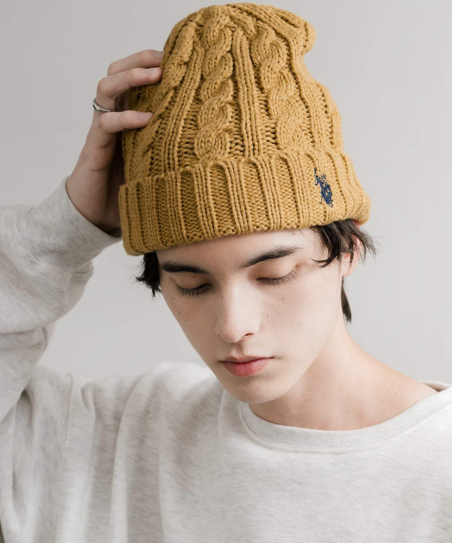 ロッキーモンロー Rocky Monroe ニット帽 ビニー メンズ レディース ニットキャップ 帽子 ケーブル編み 無地 ロゴ刺繍 スノボー 保温性 U.S. POLO ASSN. 14863 (11.アイボリー) 11.アイボリー