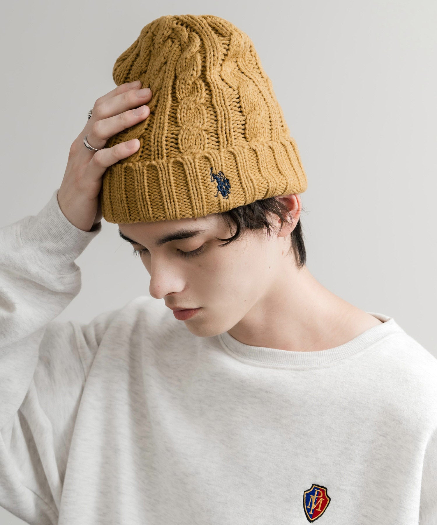 ロッキーモンロー Rocky Monroe ニット帽 ビニー メンズ レディース ニットキャップ 帽子 ケーブル編み 無地 ロゴ刺繍 スノボー 保温性 U.S. POLO ASSN. 14863 (11.アイボリー) 11.アイボリー