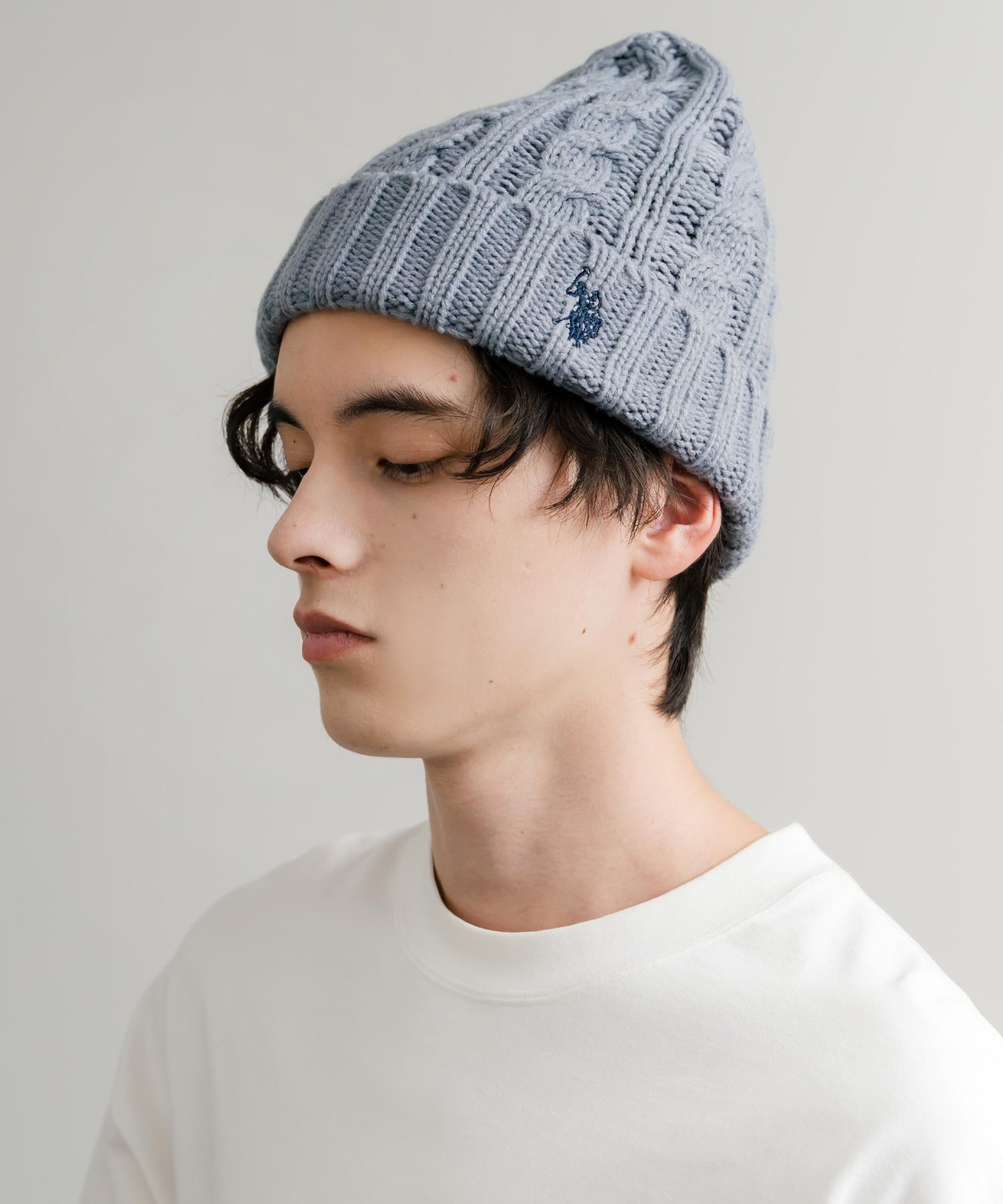 ロッキーモンロー Rocky Monroe ニット帽 ビニー メンズ レディース ニットキャップ 帽子 ケーブル編み 無地 ロゴ刺繍 スノボー 保温性 U.S. POLO ASSN. 14863 (11.アイボリー) 11.アイボリー