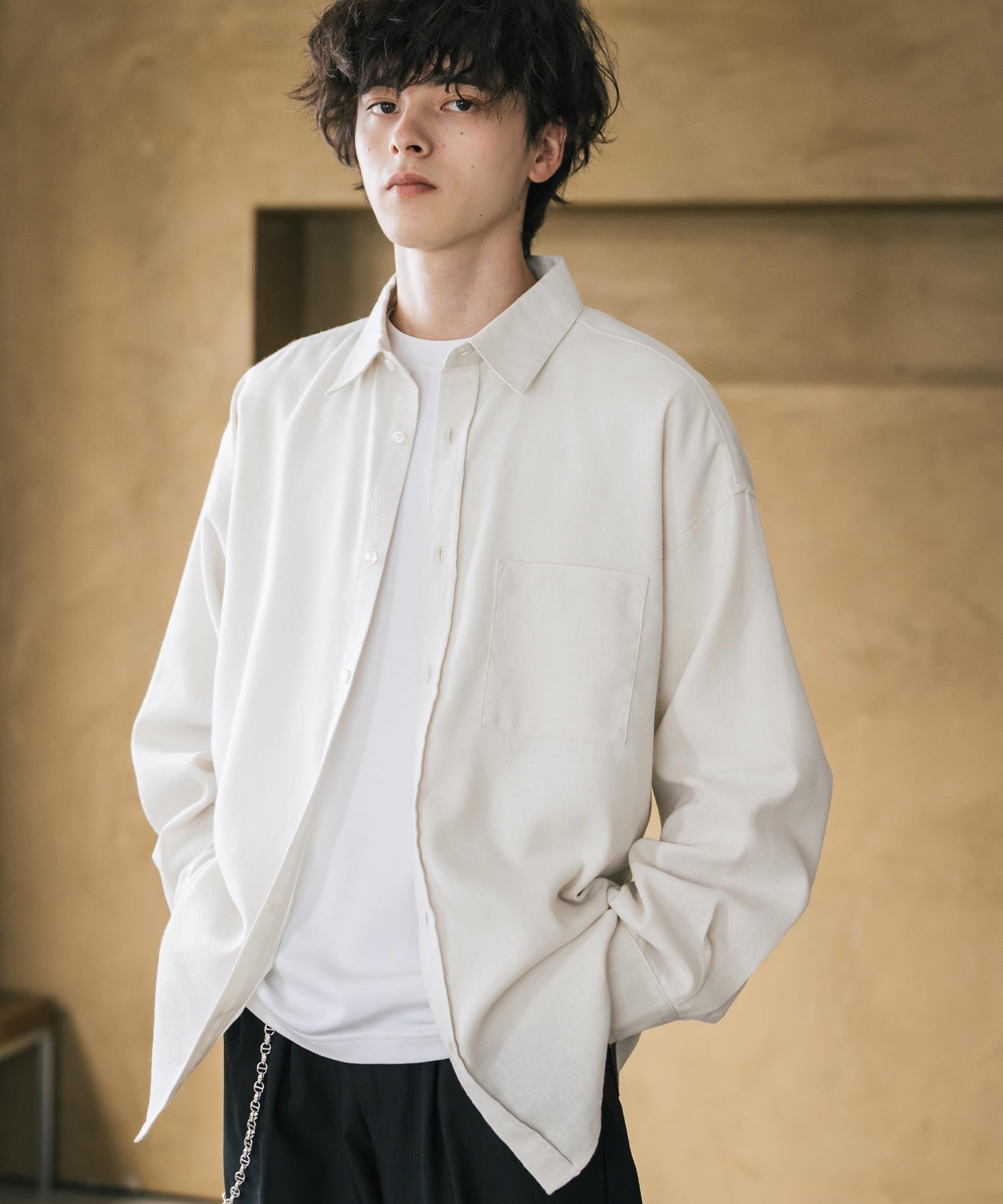 ロッキーモンロー Rocky Monroe チェックシャツ ネルシャツ 長袖 メンズ レディース レギュラーカラー 無地 オンブレ オーバーサイズ ヴィンテージ アメカジ レトロ 新色追加 14534 (アイボリー) アイボリー