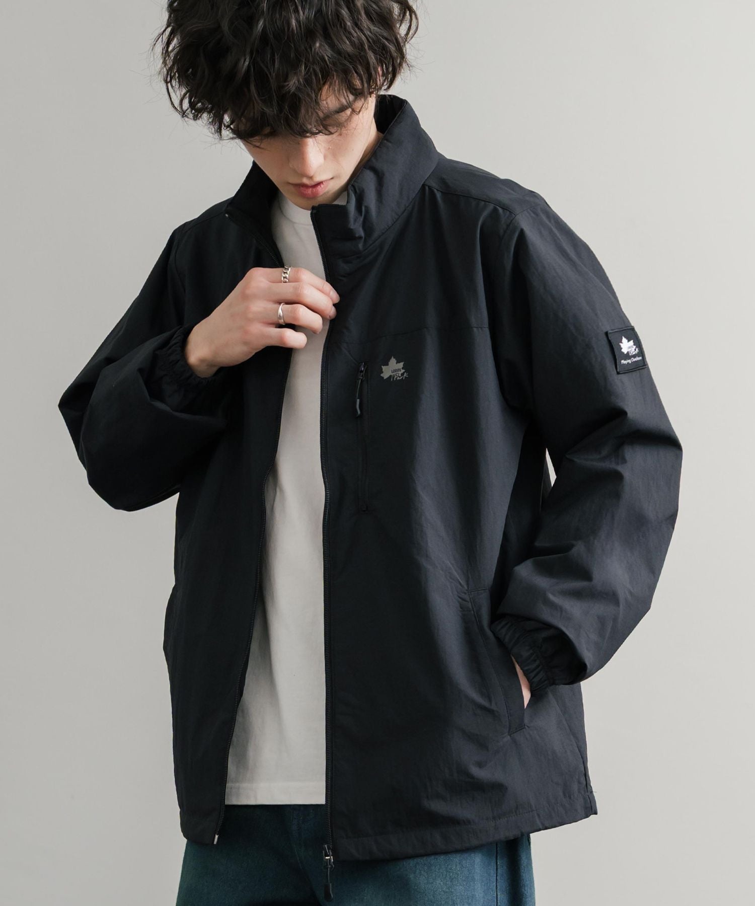 ロッキーモンロー Rocky Monroe ナイロンジャケット 裏タフタ ブルゾン メンズ レディース ライトアウター 撥水 スタンドネック 切替 アウトドア LOGOS ロゴス 14857 (7.ワイン) 7.ワイン