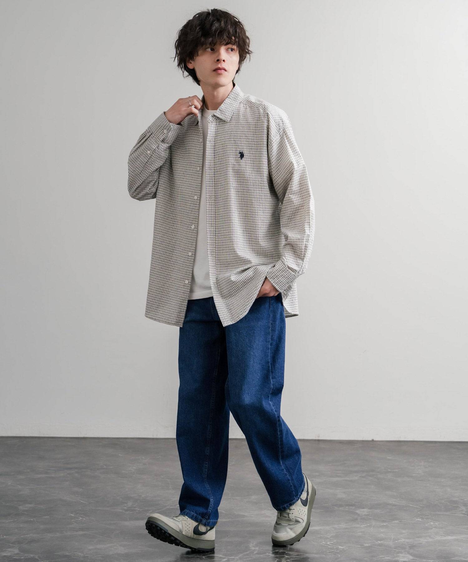 ロッキーモンロー Rocky Monroe ワイドパンツ デニム ジーンズ メンズ テーパード リラックス 5ポケット ヴィンテージ シンプル カジュアル ストリート ワーク 韓国 Hanes 15112 (71.ネイビー) 71.ネイビー