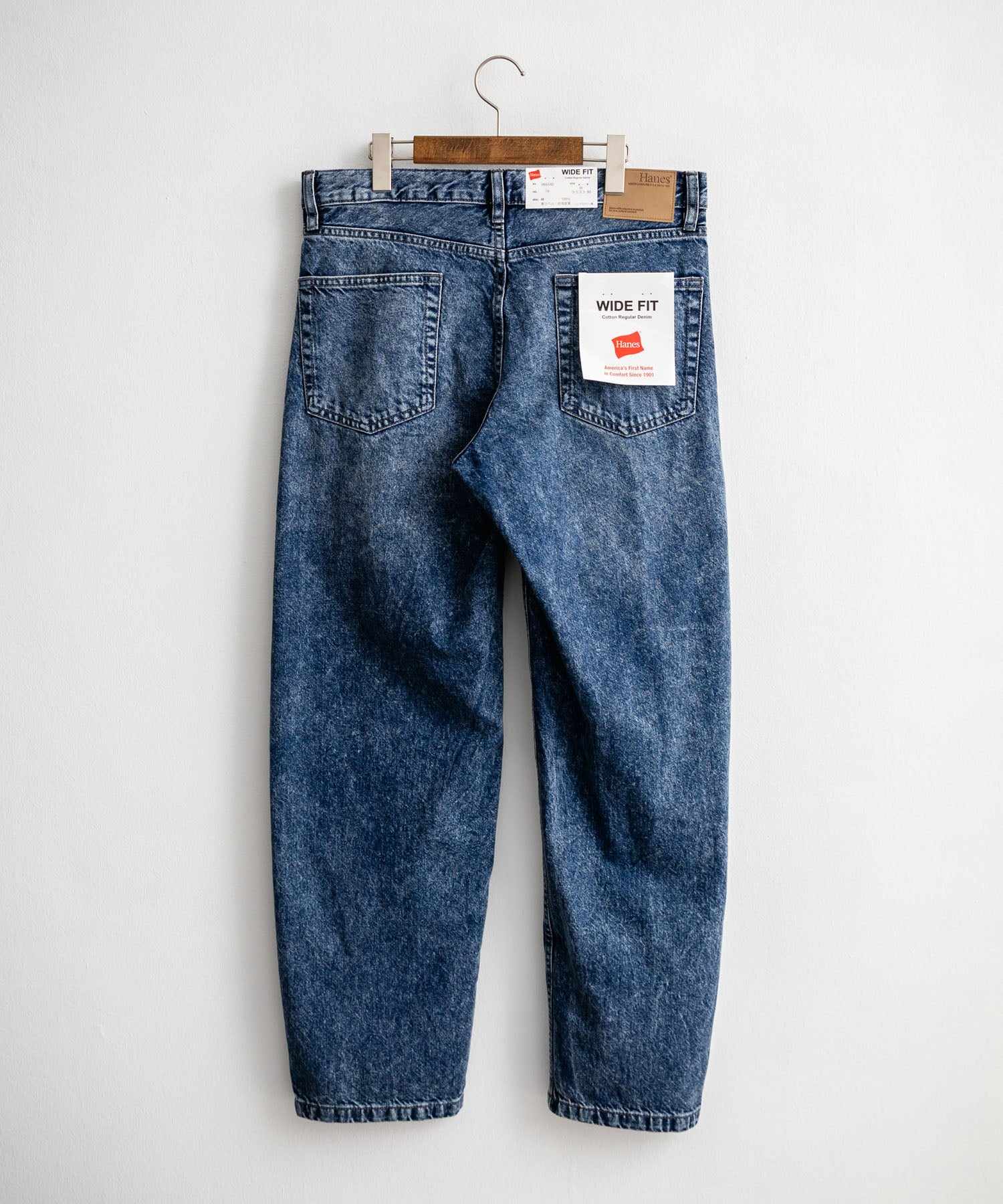 ロッキーモンロー Rocky Monroe ワイドパンツ デニム ジーンズ メンズ テーパード リラックス 5ポケット ヴィンテージ シンプル カジュアル ストリート ワーク 韓国 Hanes 15112 (71.ネイビー) 71.ネイビー