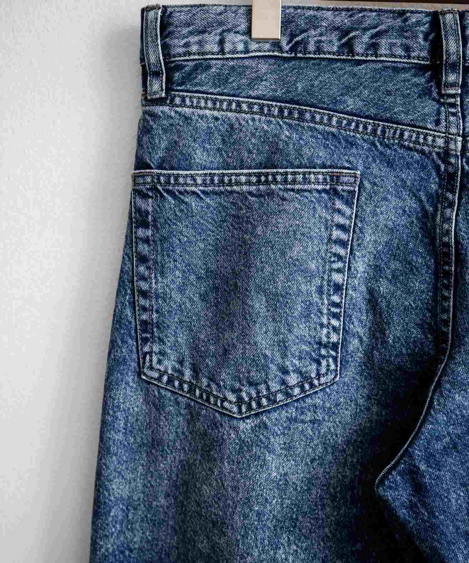 ロッキーモンロー Rocky Monroe ワイドパンツ デニム ジーンズ メンズ テーパード リラックス 5ポケット ヴィンテージ シンプル カジュアル ストリート ワーク 韓国 Hanes 15112 (71.ネイビー) 71.ネイビー