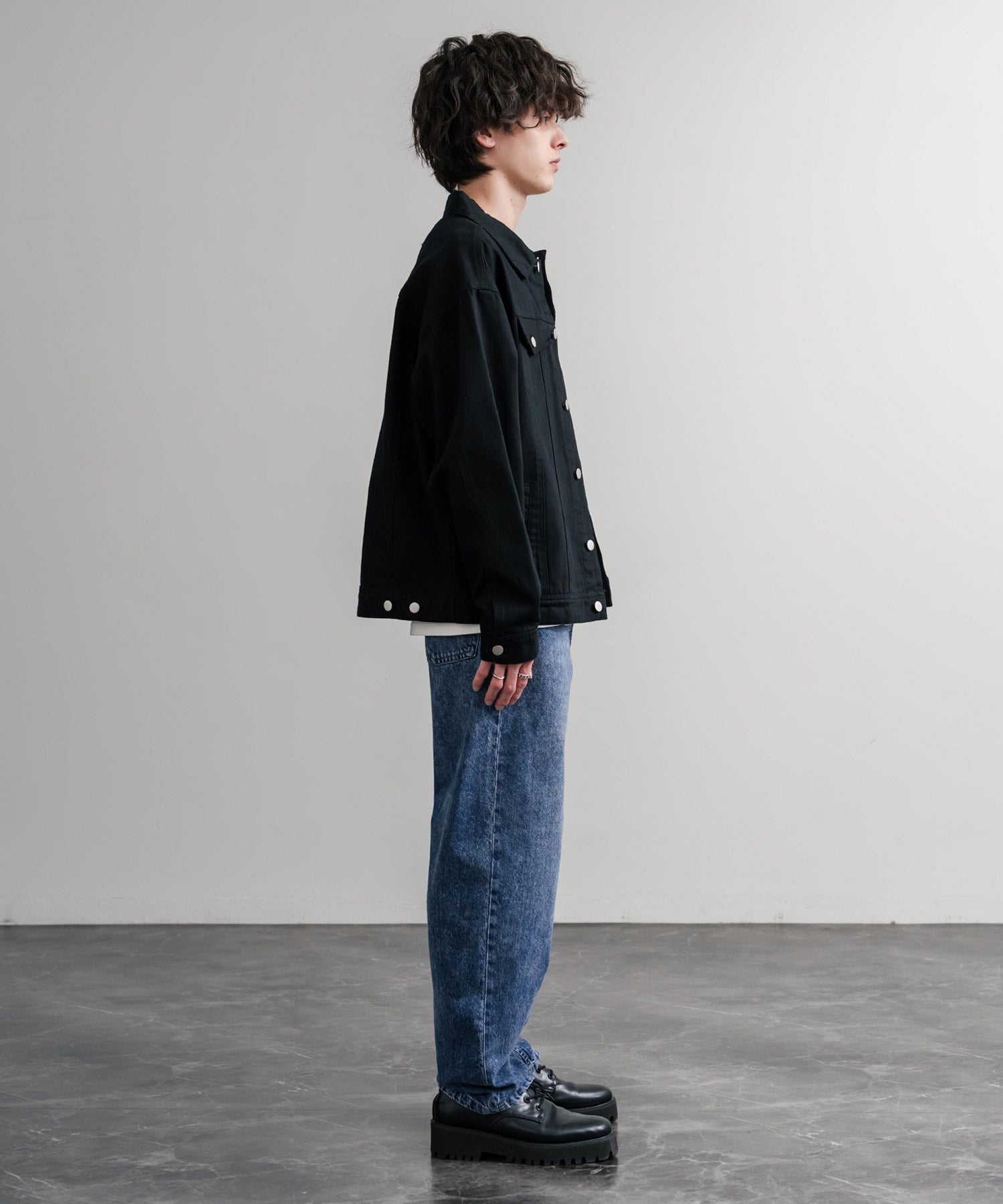 ロッキーモンロー Rocky Monroe ワイドパンツ デニム ジーンズ メンズ テーパード リラックス 5ポケット ヴィンテージ シンプル カジュアル ストリート ワーク 韓国 Hanes 15112 (71.ネイビー) 71.ネイビー