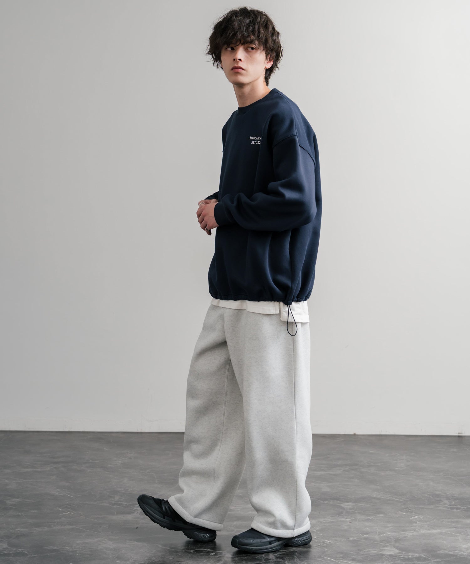 ロッキーモンロー Rocky Monroe スウェットパンツ イージー ワイド メンズ レディース 裏起毛 無地 ヘビーウェイト リラックス ウエストゴム ハイウエスト ドローコード ルーズ 14851 (1.オートミール) 1.オートミール