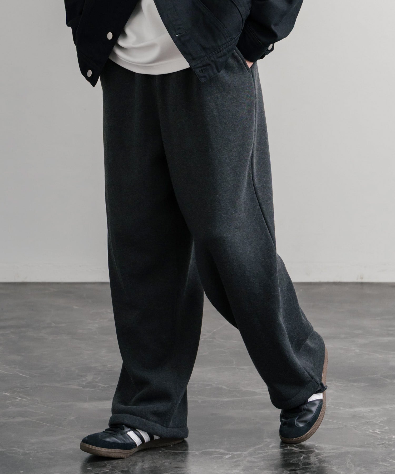 ロッキーモンロー Rocky Monroe スウェットパンツ イージー ワイド メンズ レディース 裏起毛 無地 ヘビーウェイト リラックス ウエストゴム ハイウエスト ドローコード ルーズ 14851 (3.チャコールグレー) 3.チャコールグレー