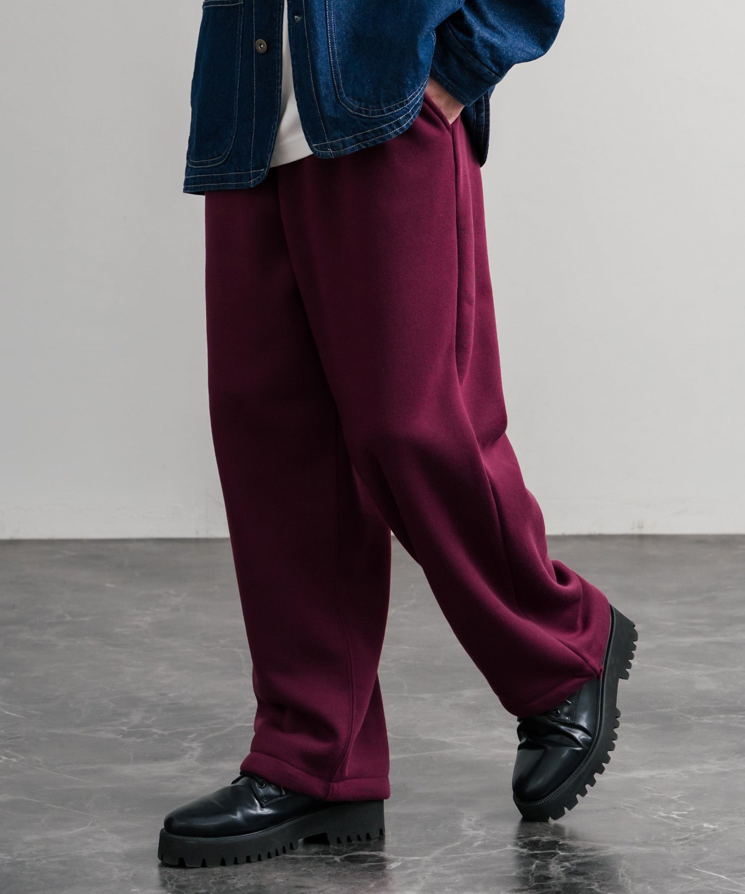 ロッキーモンロー Rocky Monroe スウェットパンツ イージー ワイド メンズ レディース 裏起毛 無地 ヘビーウェイト リラックス ウエストゴム ハイウエスト ドローコード ルーズ 14851 (4.バーガンディー) 4.バーガンディー