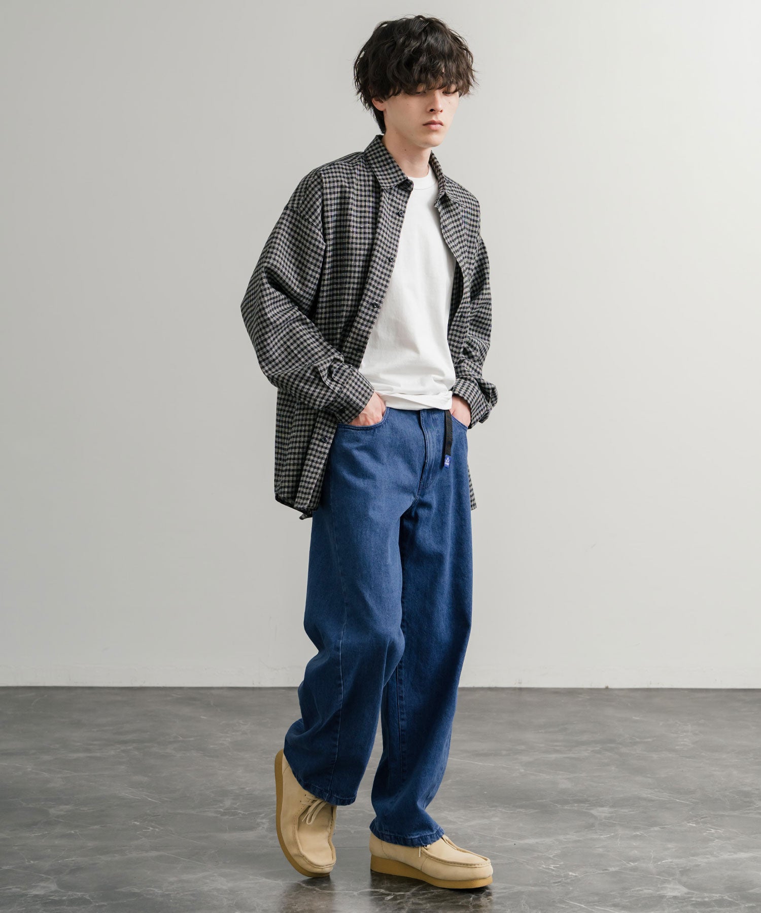 ロッキーモンロー Rocky Monroe GERRY ジェリー デニムパンツ クライミングパンツ メンズ レディース ジーンズ バレルレッグ UVカット ワイド 無地 ロゴ刺繍 15113 (73.ブルー) 73.ブルー