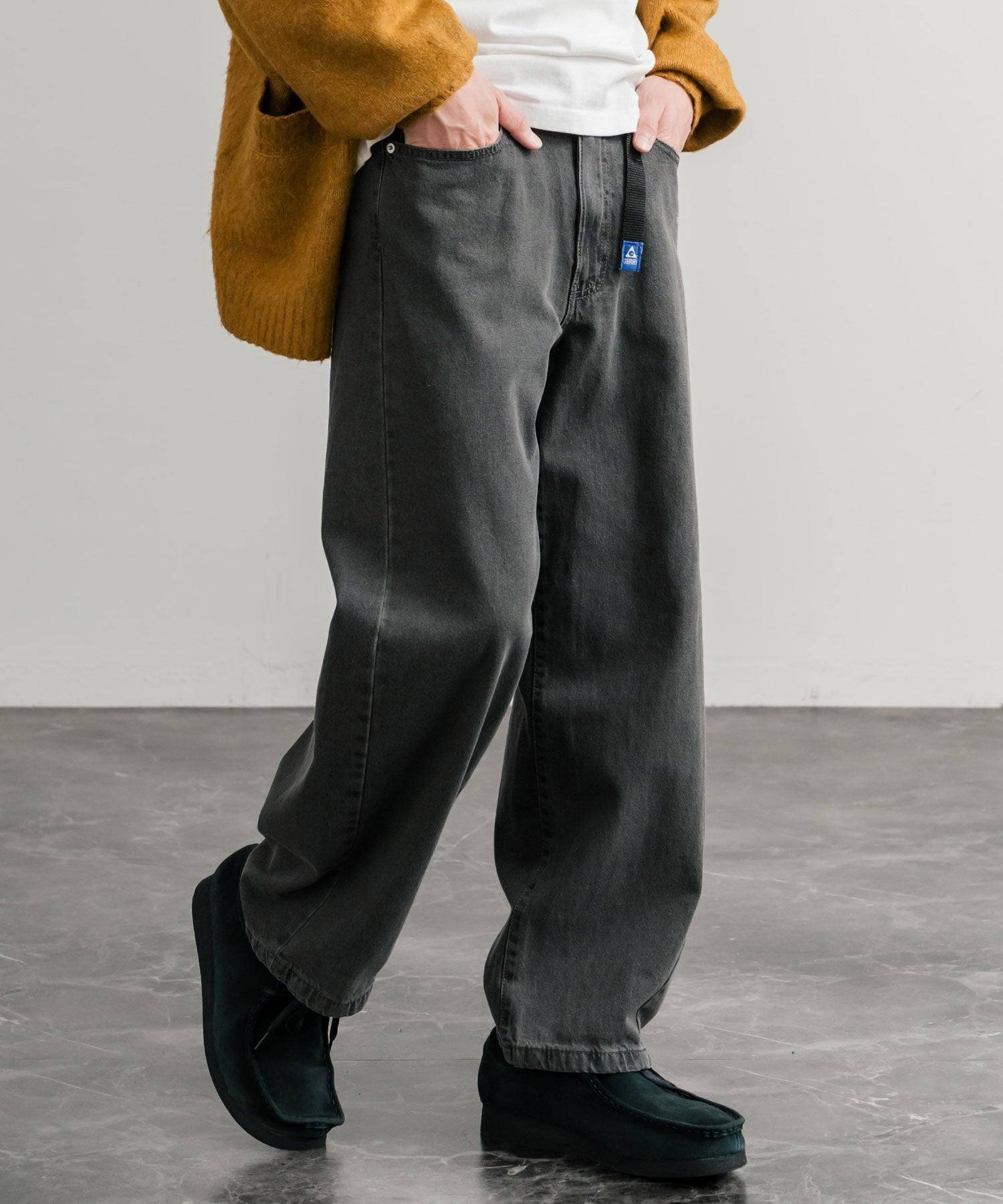 ロッキーモンロー Rocky Monroe GERRY ジェリー デニムパンツ クライミングパンツ メンズ レディース ジーンズ バレルレッグ UVカット ワイド 無地 ロゴ刺繍 15113 (73.ブルー) 73.ブルー