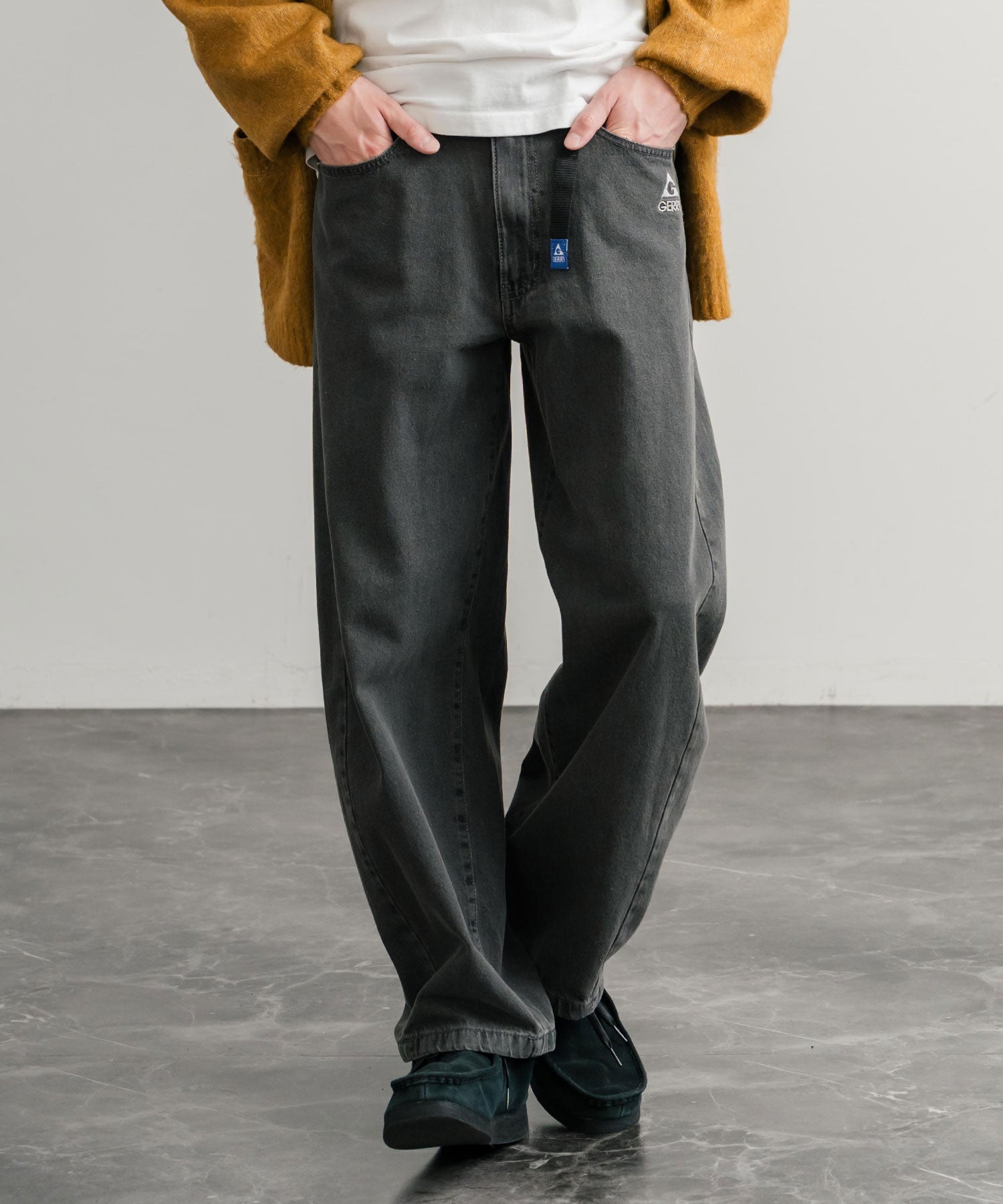 ロッキーモンロー Rocky Monroe GERRY ジェリー デニムパンツ クライミングパンツ メンズ レディース ジーンズ バレルレッグ UVカット ワイド 無地 ロゴ刺繍 15113 (73.ブルー) 73.ブルー