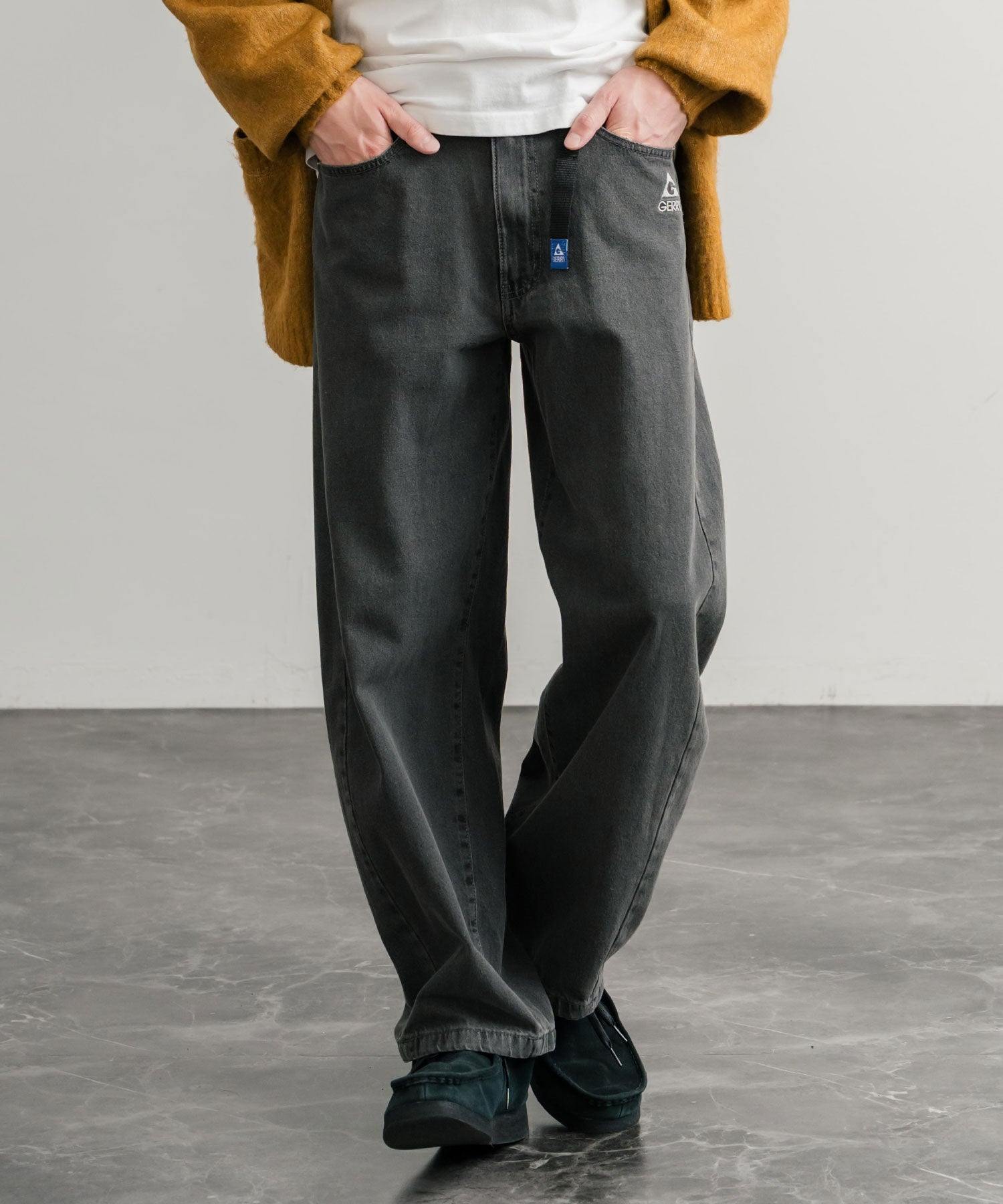 ロッキーモンロー Rocky Monroe GERRY ジェリー デニムパンツ クライミングパンツ メンズ レディース ジーンズ バレルレッグ UVカット ワイド 無地 ロゴ刺繍 15113 (73.ブルー) 73.ブルー