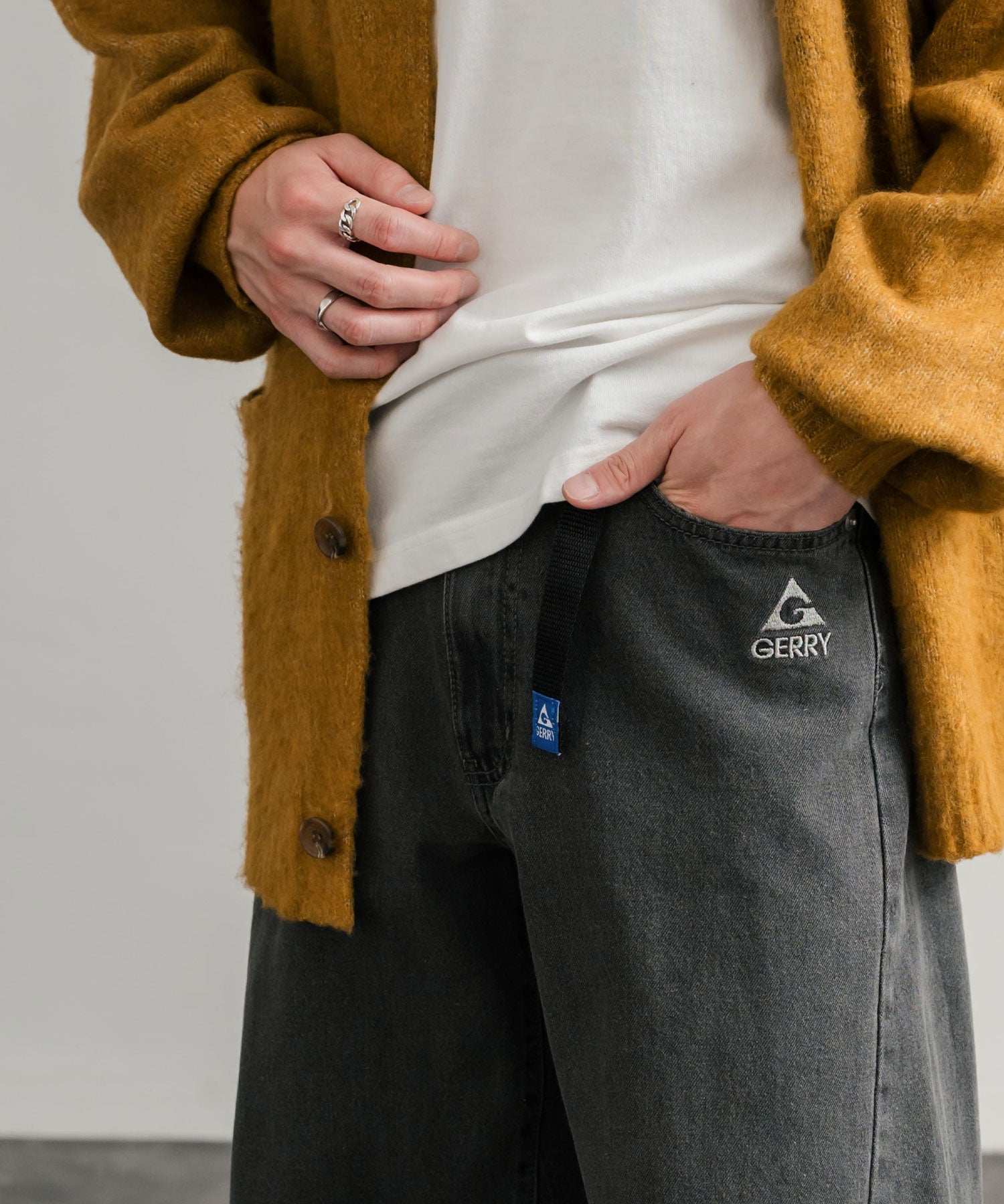 ロッキーモンロー Rocky Monroe GERRY ジェリー デニムパンツ クライミングパンツ メンズ レディース ジーンズ バレルレッグ UVカット ワイド 無地 ロゴ刺繍 15113 (73.ブルー) 73.ブルー