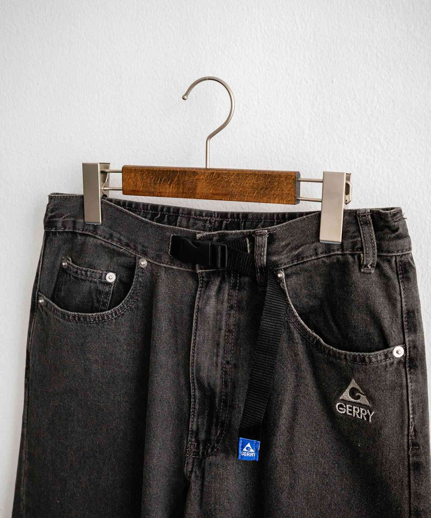 ロッキーモンロー Rocky Monroe GERRY ジェリー デニムパンツ クライミングパンツ メンズ レディース ジーンズ バレルレッグ UVカット ワイド 無地 ロゴ刺繍 15113 (73.ブルー) 73.ブルー