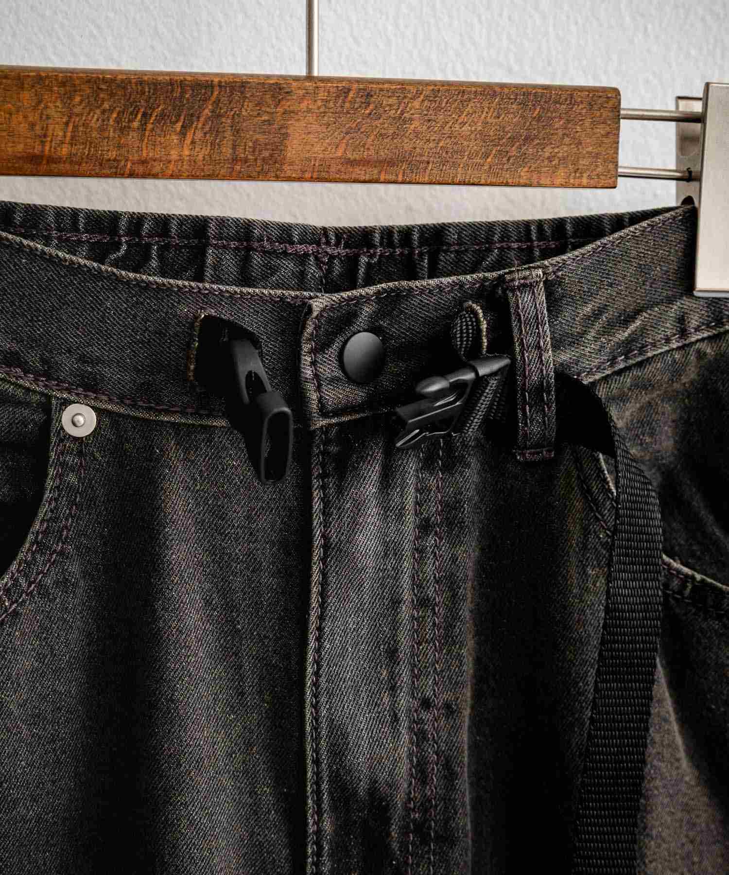 ロッキーモンロー Rocky Monroe GERRY ジェリー デニムパンツ クライミングパンツ メンズ レディース ジーンズ バレルレッグ UVカット ワイド 無地 ロゴ刺繍 15113 (73.ブルー) 73.ブルー