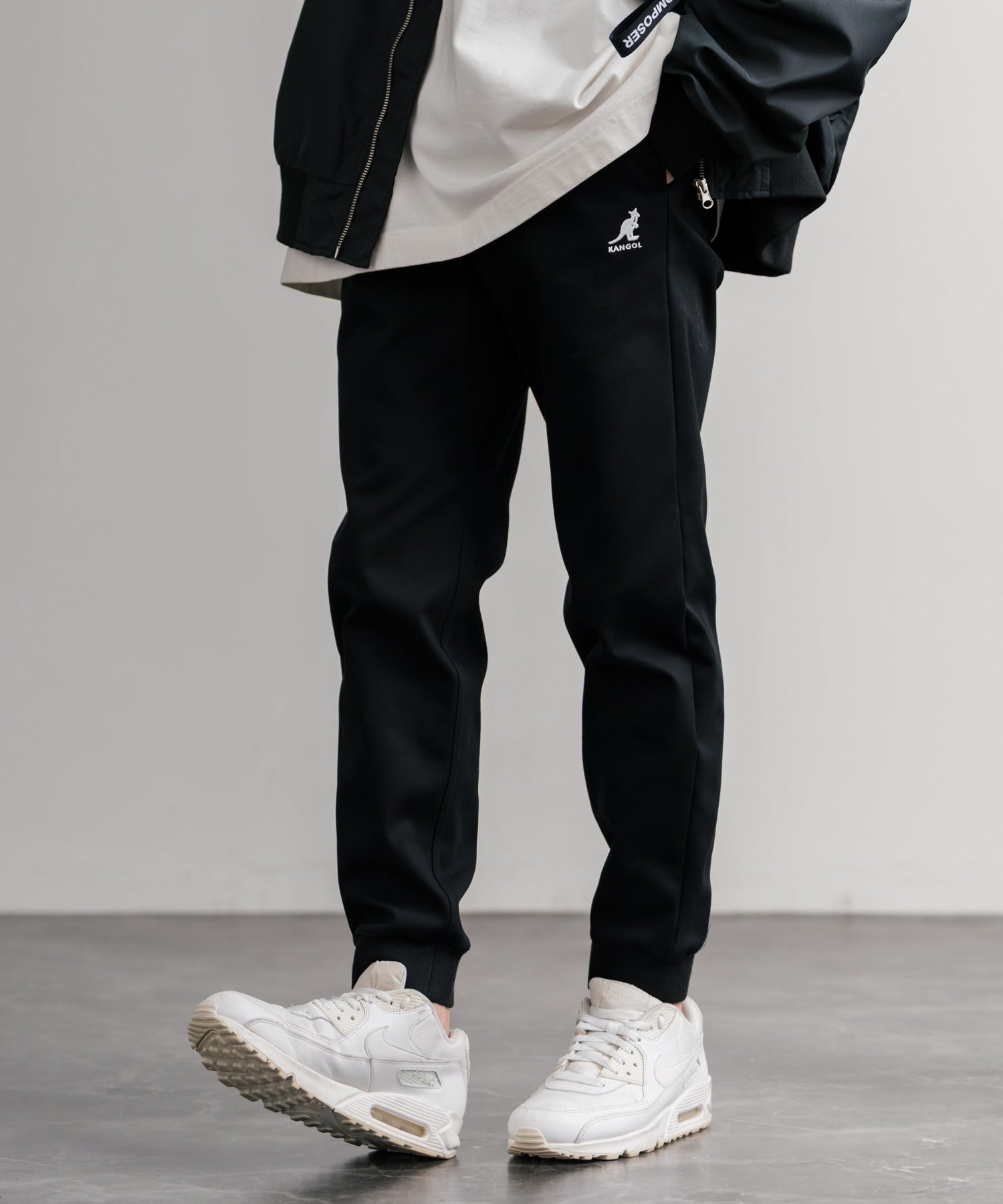 ロッキーモンロー Rocky Monroe KANGOL ジョガーパンツ 暖パン 裏起毛 裏フリース 蓄熱 新色追加 メンズ レディース イージー スリム テーパード ストレッチ 別注コラボ 14622 (ホワイト) ホワイト