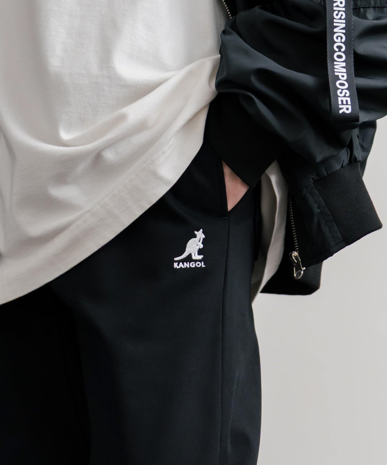 ロッキーモンロー Rocky Monroe KANGOL ジョガーパンツ 暖パン 裏起毛 裏フリース 蓄熱 新色追加 メンズ レディース イージー スリム テーパード ストレッチ 別注コラボ 14622 (ホワイト) ホワイト