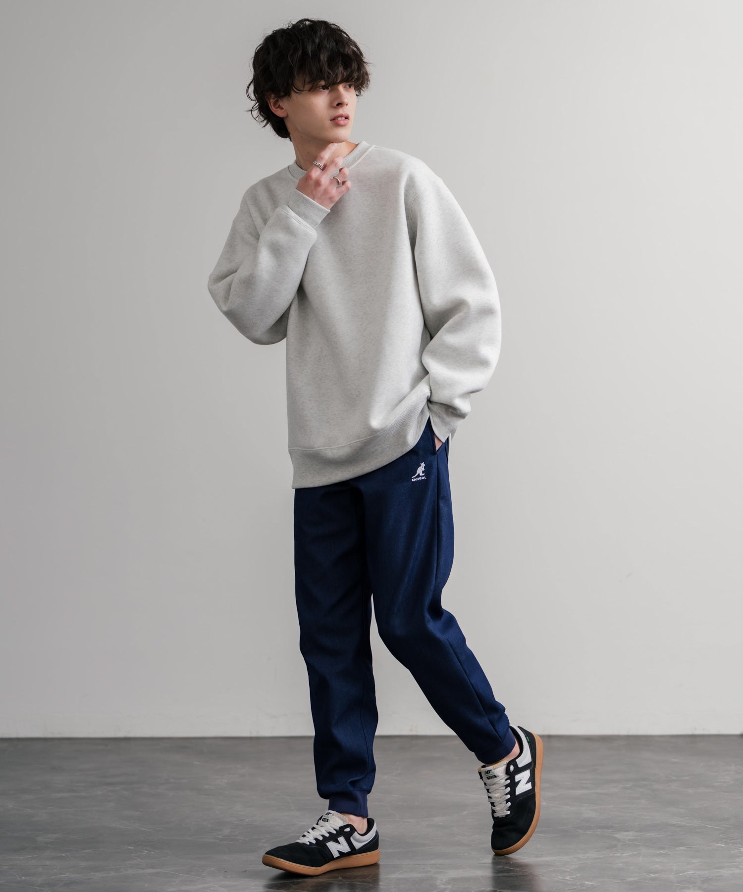 ロッキーモンロー Rocky Monroe KANGOL ジョガーパンツ 暖パン 裏起毛 裏フリース 蓄熱 新色追加 メンズ レディース イージー スリム テーパード ストレッチ 別注コラボ 14622 (ホワイト) ホワイト