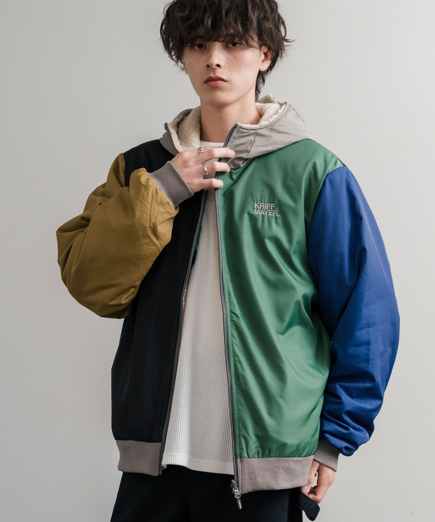 ロッキーモンロー Rocky Monroe ボアジャケット マウンテンパーカー ブルゾン メンズ レディース フード フリース リバーシブル 2WAY KRIFF MAYER 2514403 14795 (90.マルチ1) 90.マルチ1