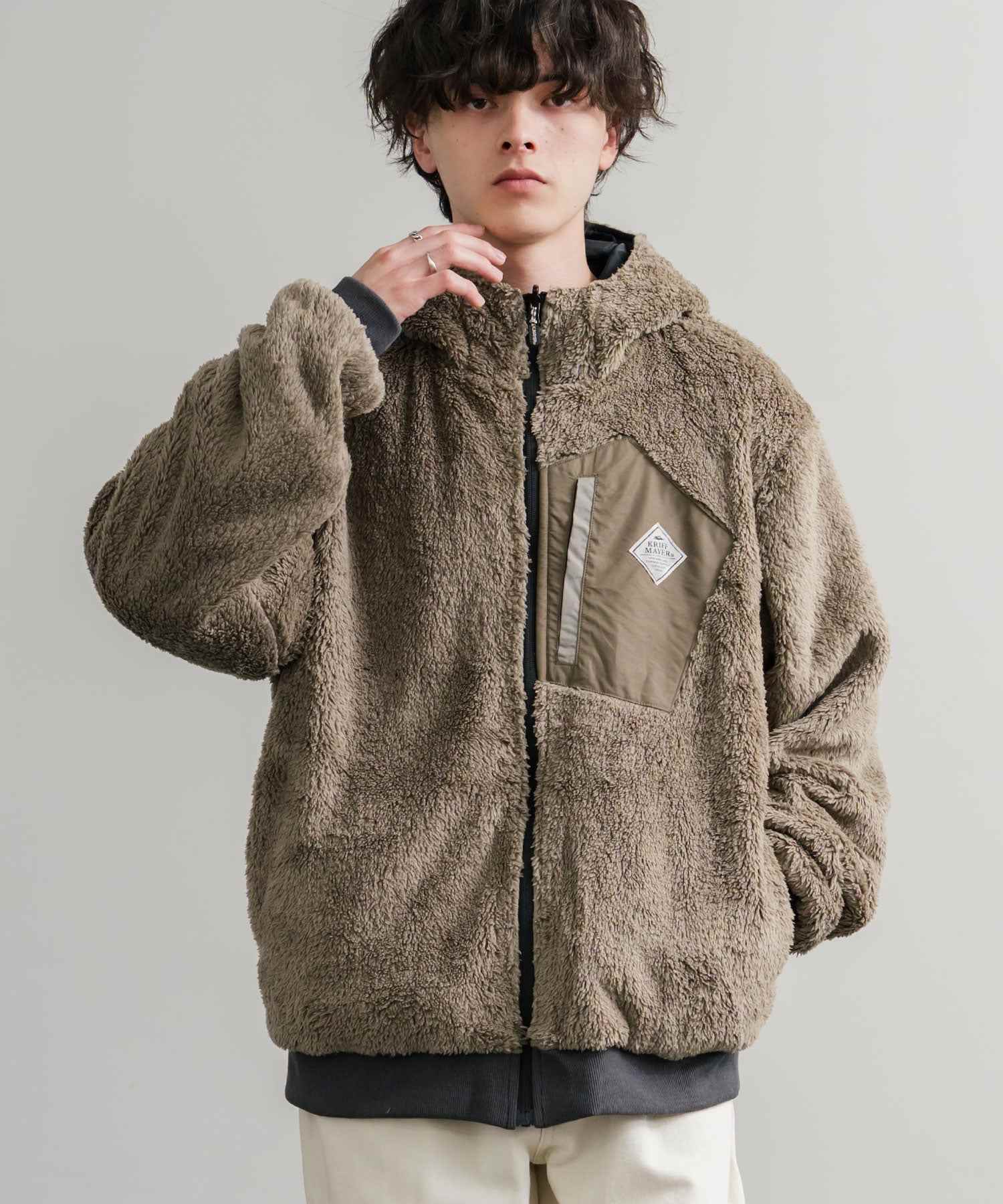 ロッキーモンロー Rocky Monroe ボアジャケット マウンテンパーカー ブルゾン メンズ レディース フード フリース リバーシブル 2WAY KRIFF MAYER 2514403 14795 (90.マルチ1) 90.マルチ1