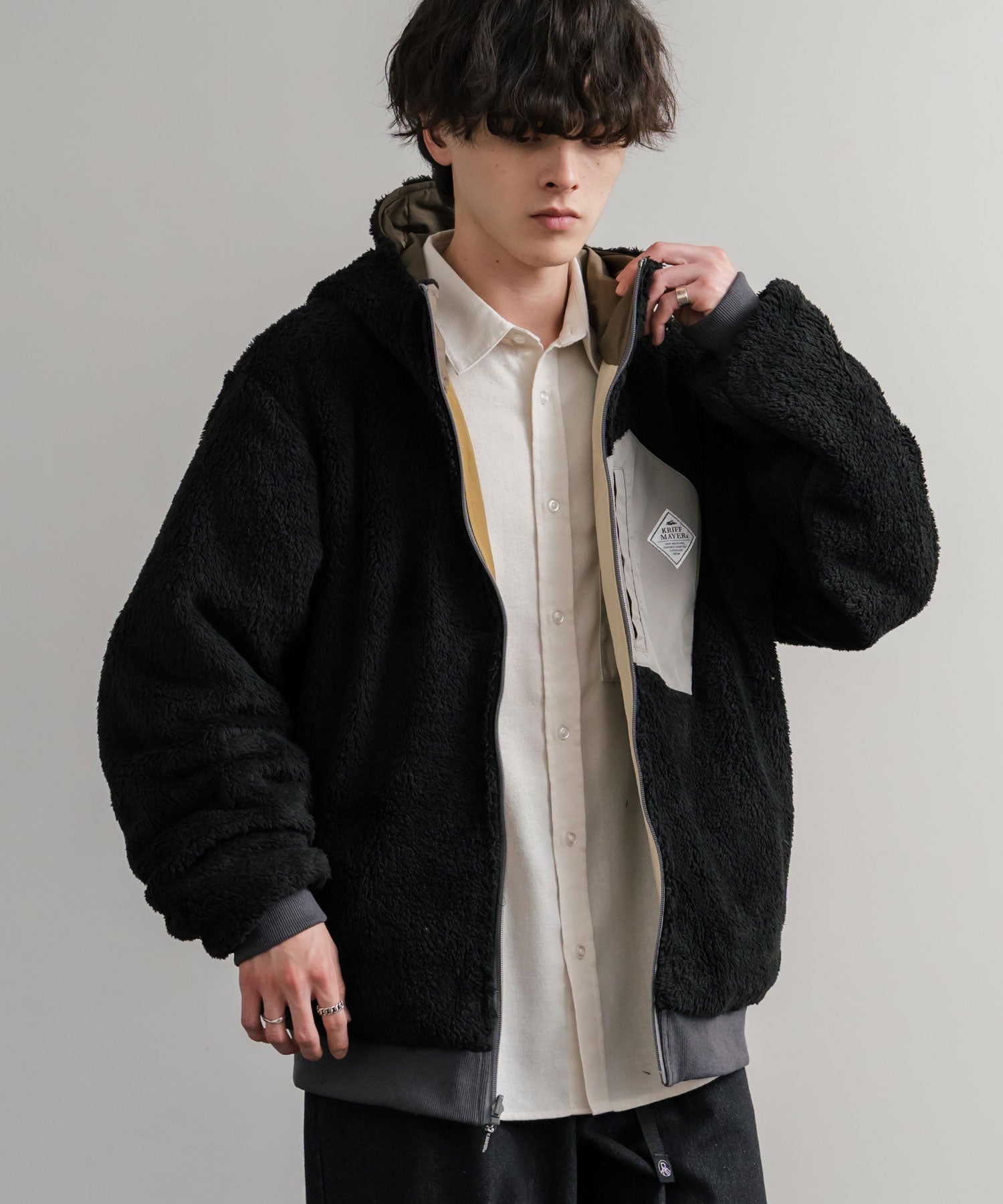 ロッキーモンロー Rocky Monroe ボアジャケット マウンテンパーカー ブルゾン メンズ レディース フード フリース リバーシブル 2WAY KRIFF MAYER 2514403 14795 (90.マルチ1) 90.マルチ1